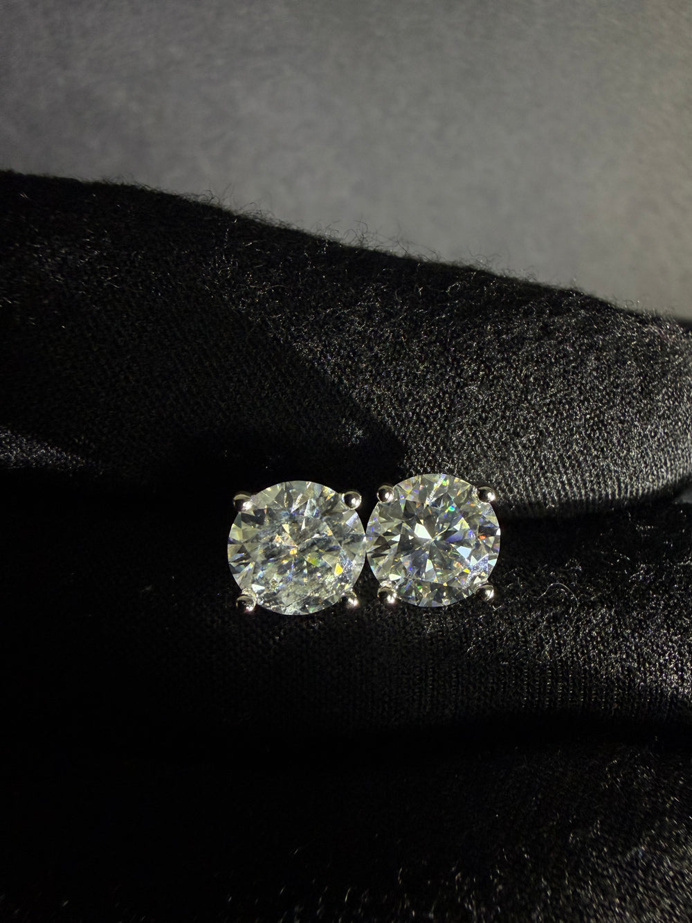 Round Moissanite Studs | 8 mm · Sterling Silver — front detail