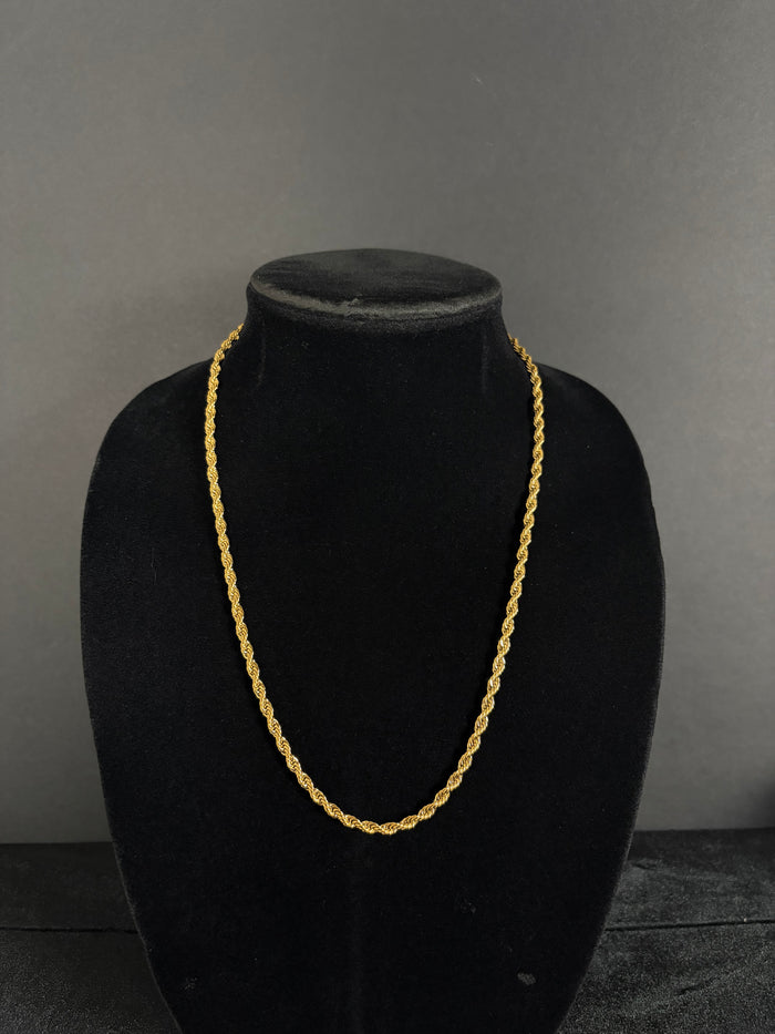 4 mm rope chain in 14K gold PVD-plated stainless steel — front view