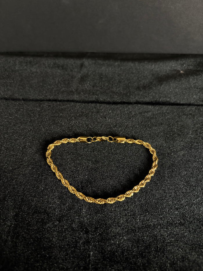 5 mm rope bracelet in 14K gold PVD-plated stainless steel — front view