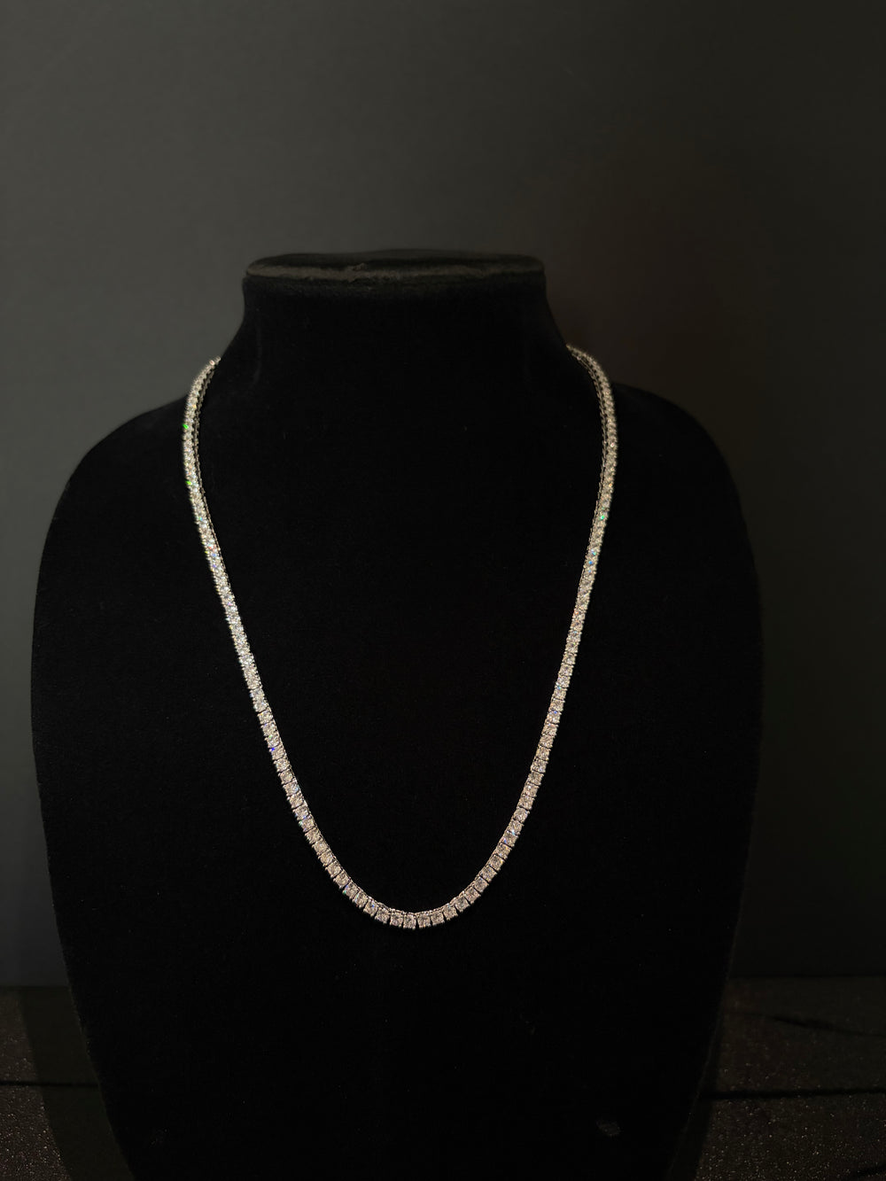 Tennis Chain — 3 mm in stainless steel with cubic zirconia; 22 inches