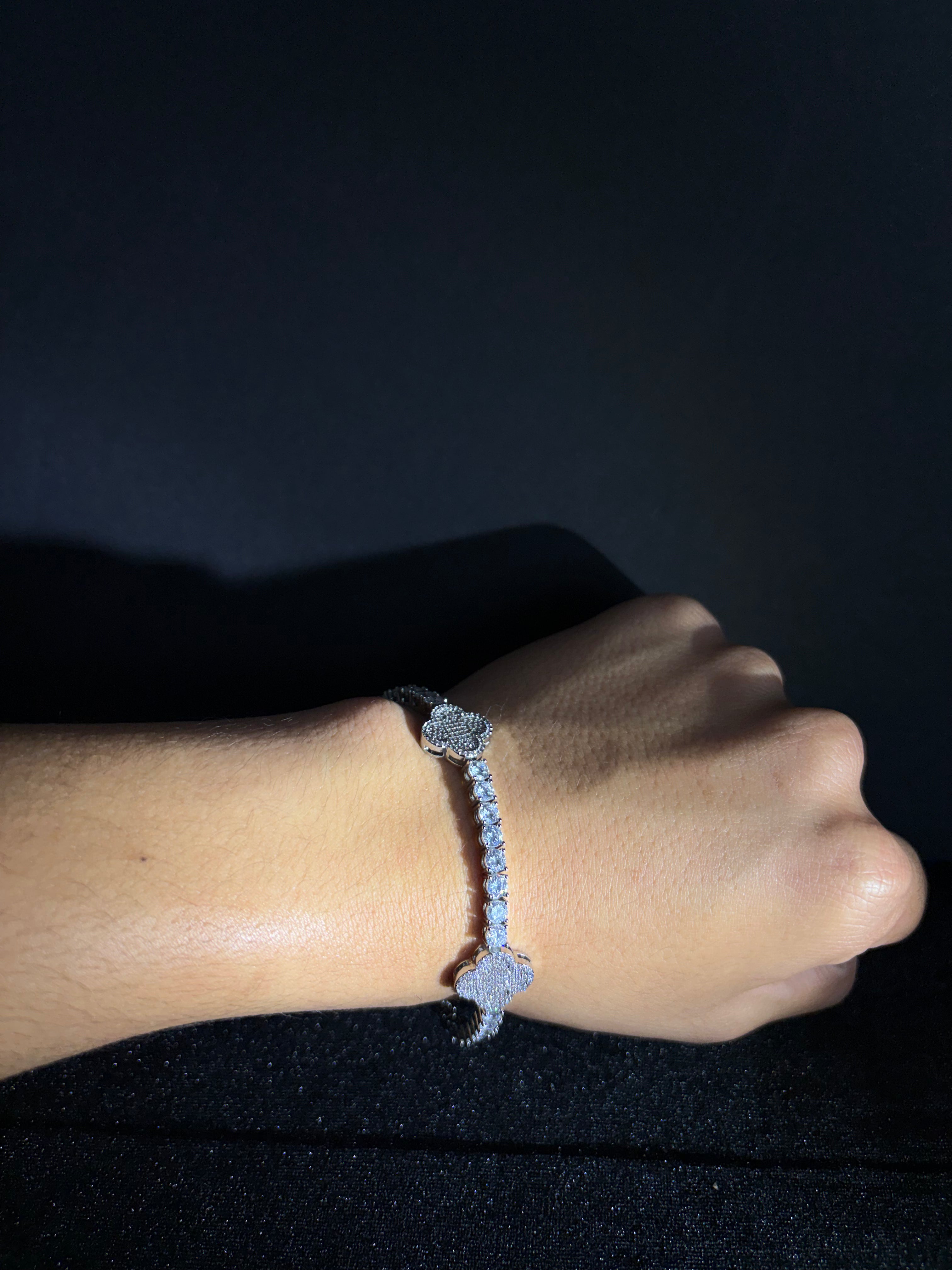 Three-Clover Tennis Bracelet — Silver — product photo 2