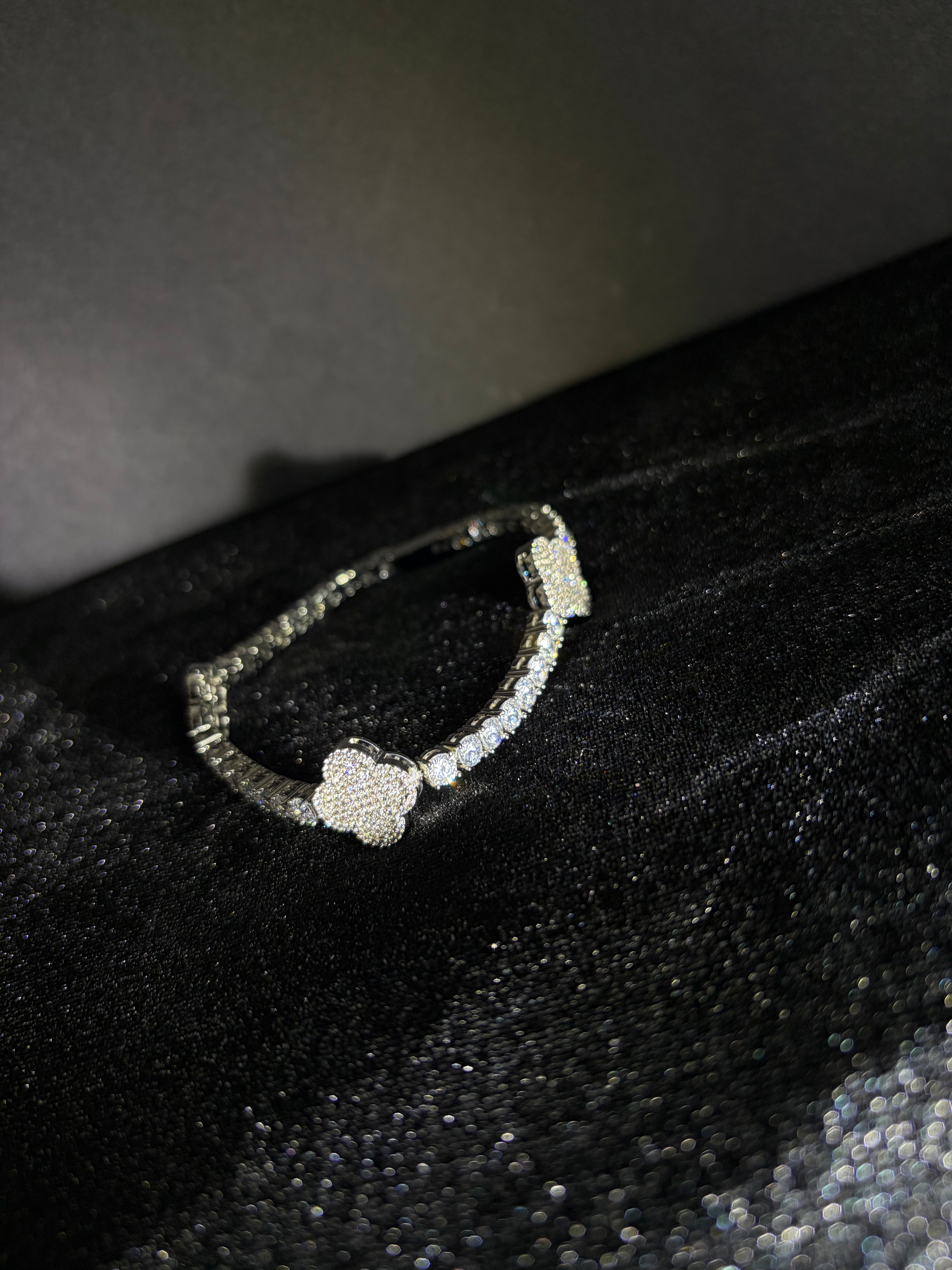 Three-Clover Tennis Bracelet | Silver