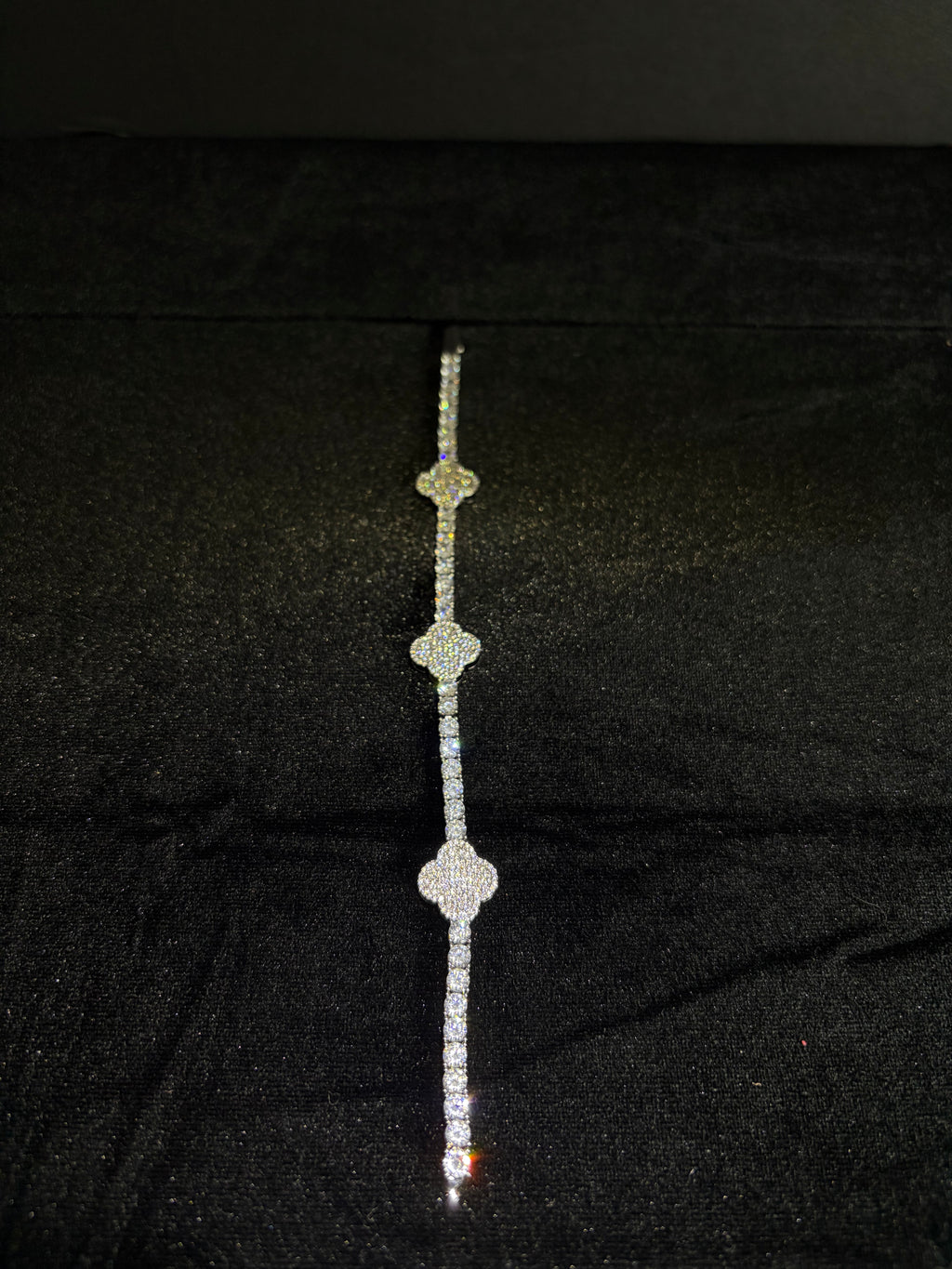 Three-Clover Tennis Bracelet — Silver — product photo 3