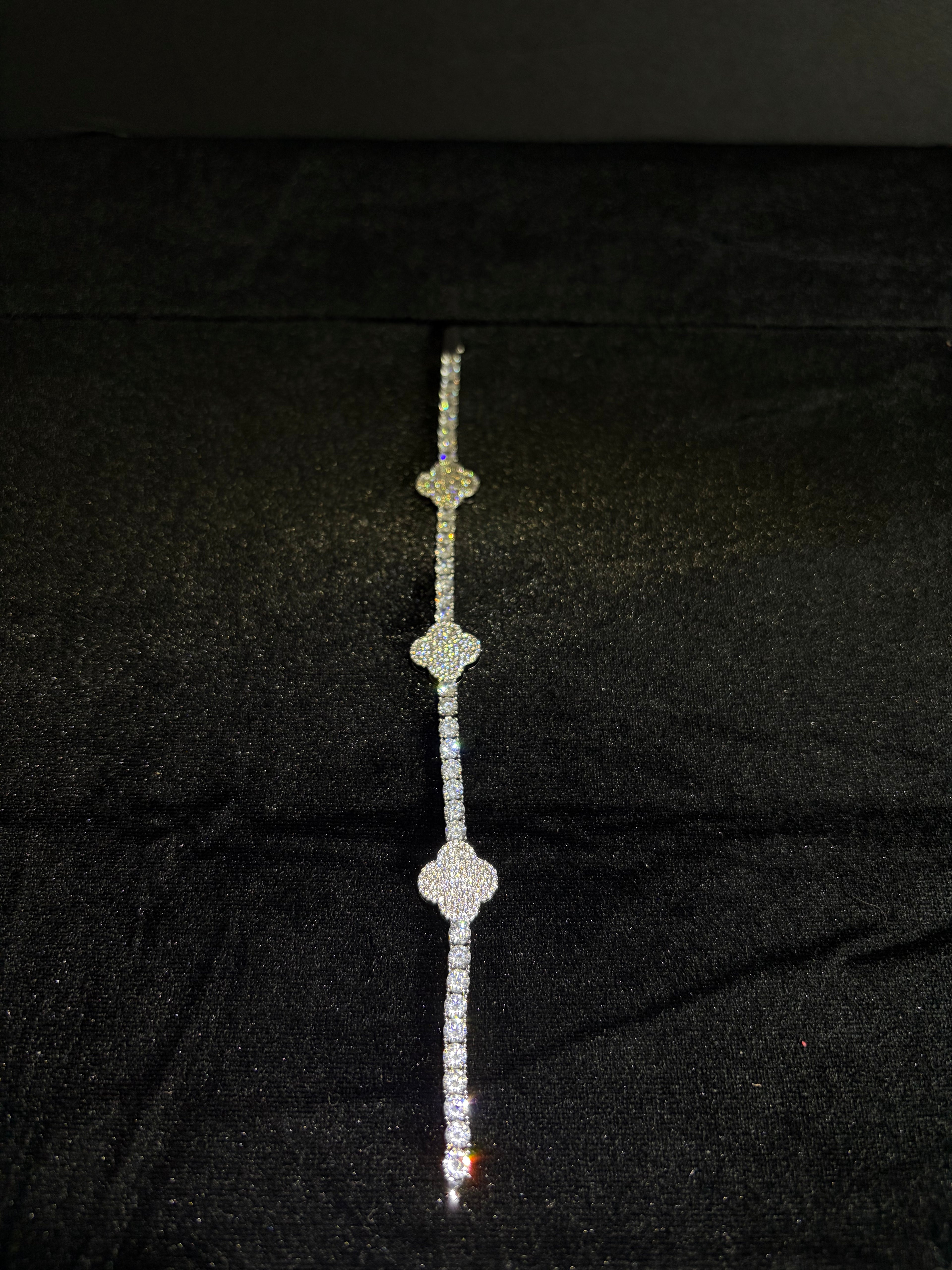 Three-Clover Tennis Bracelet — Silver — product photo 3