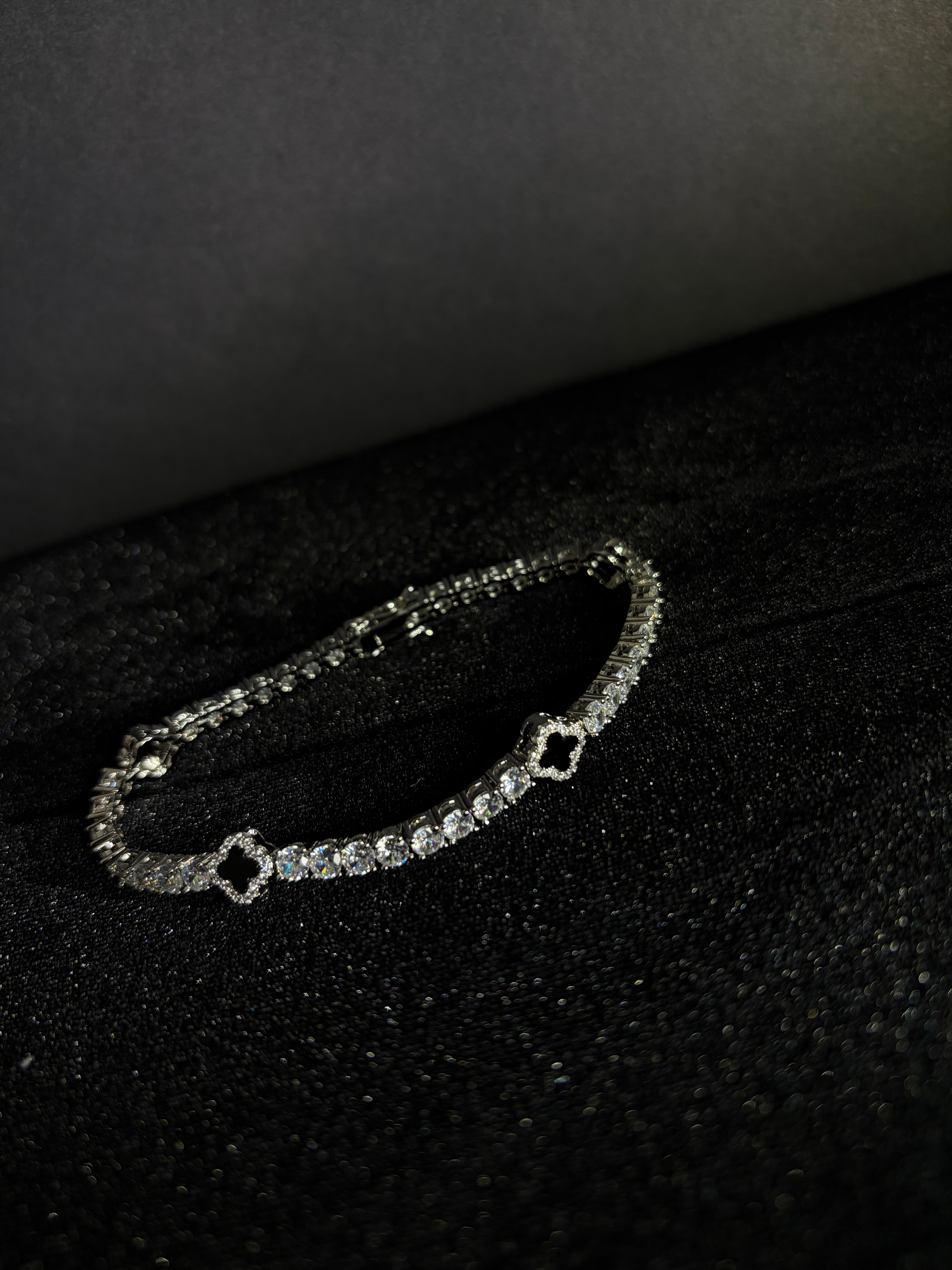 Black Clover Tennis Bracelet — Silver — product photo 1