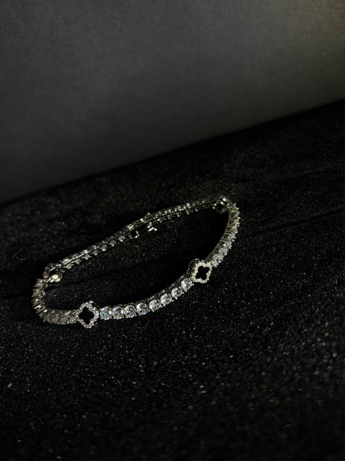 Black Clover Tennis Bracelet — Silver — product photo 1