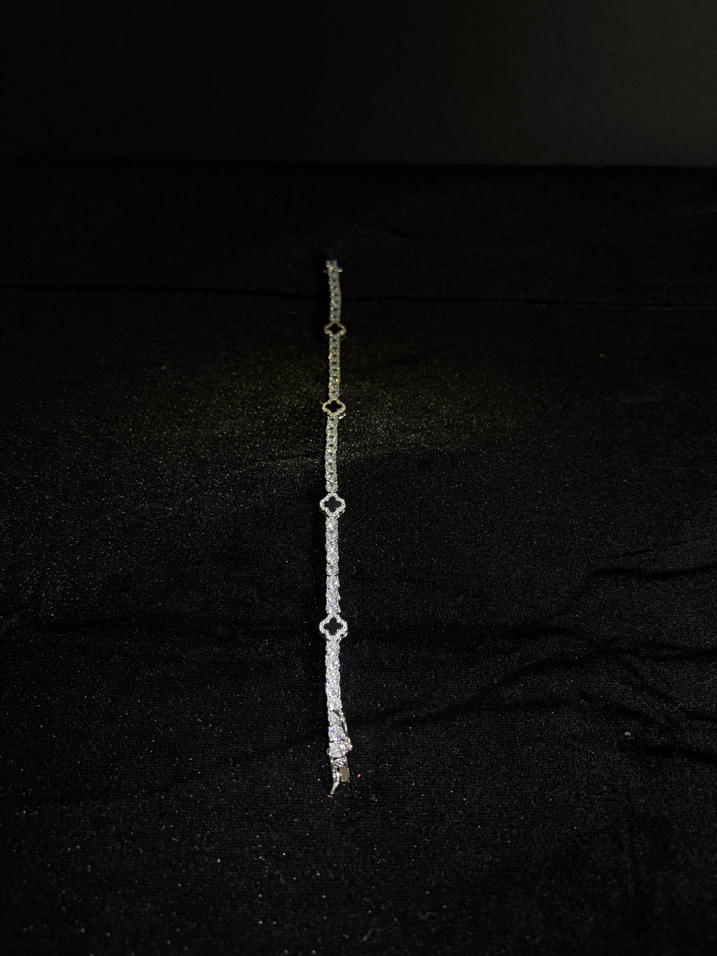 Black Clover Tennis Bracelet — Silver — product photo 3