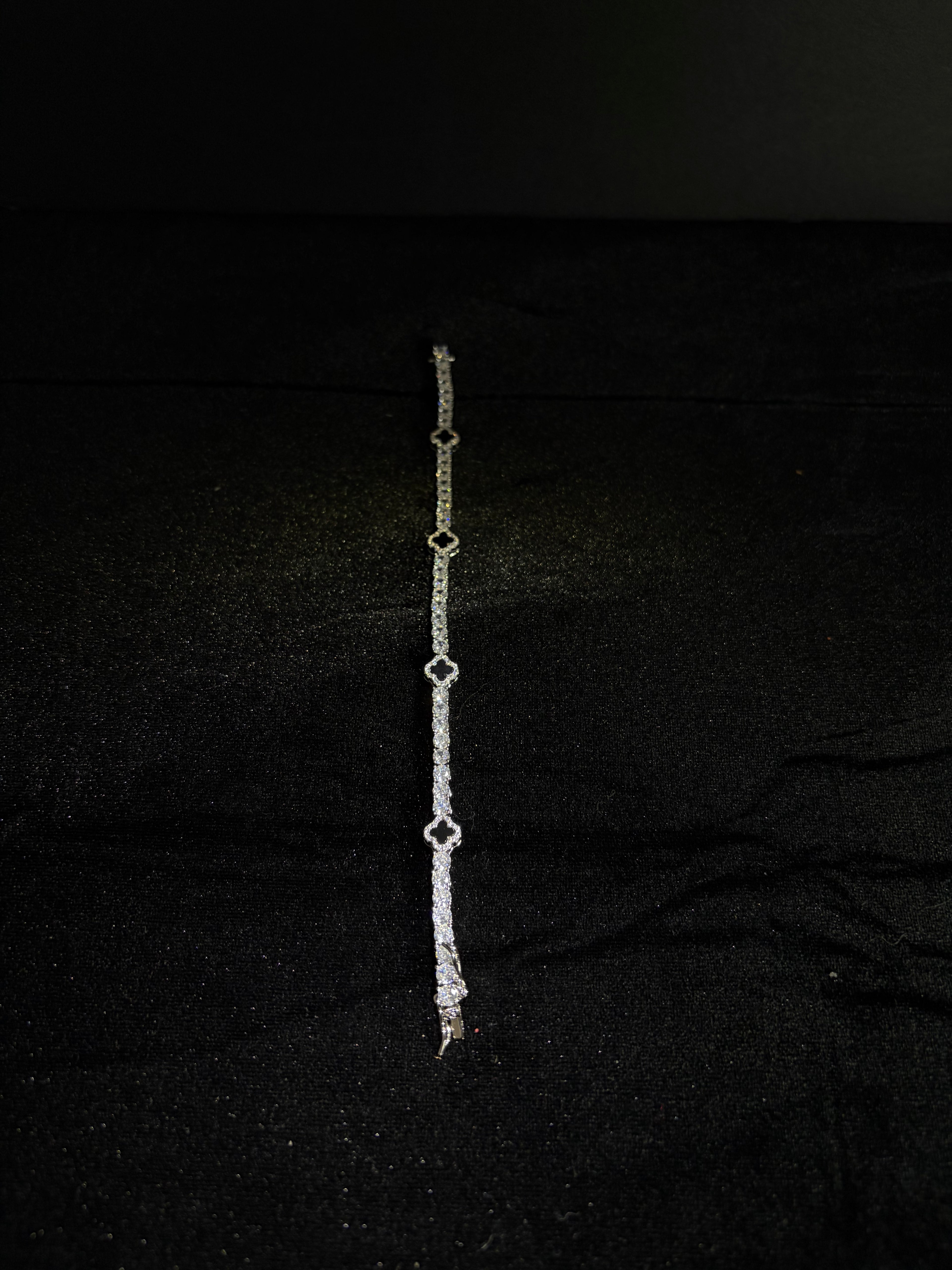 Black Clover Tennis Bracelet — Silver — product photo 3