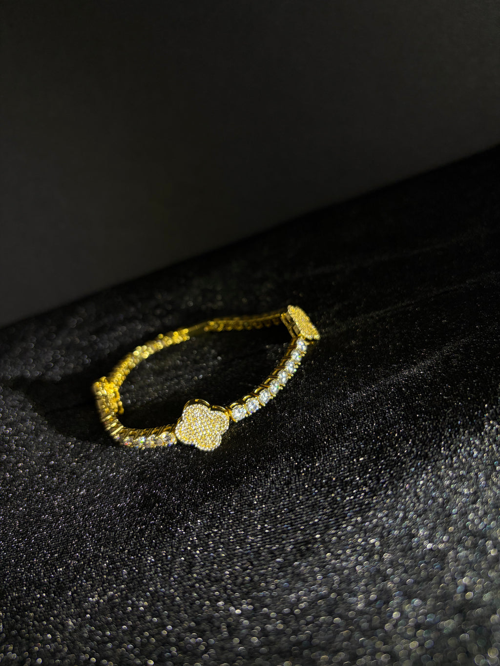 Three-Clover Tennis Bracelet — Gold — product photo 1