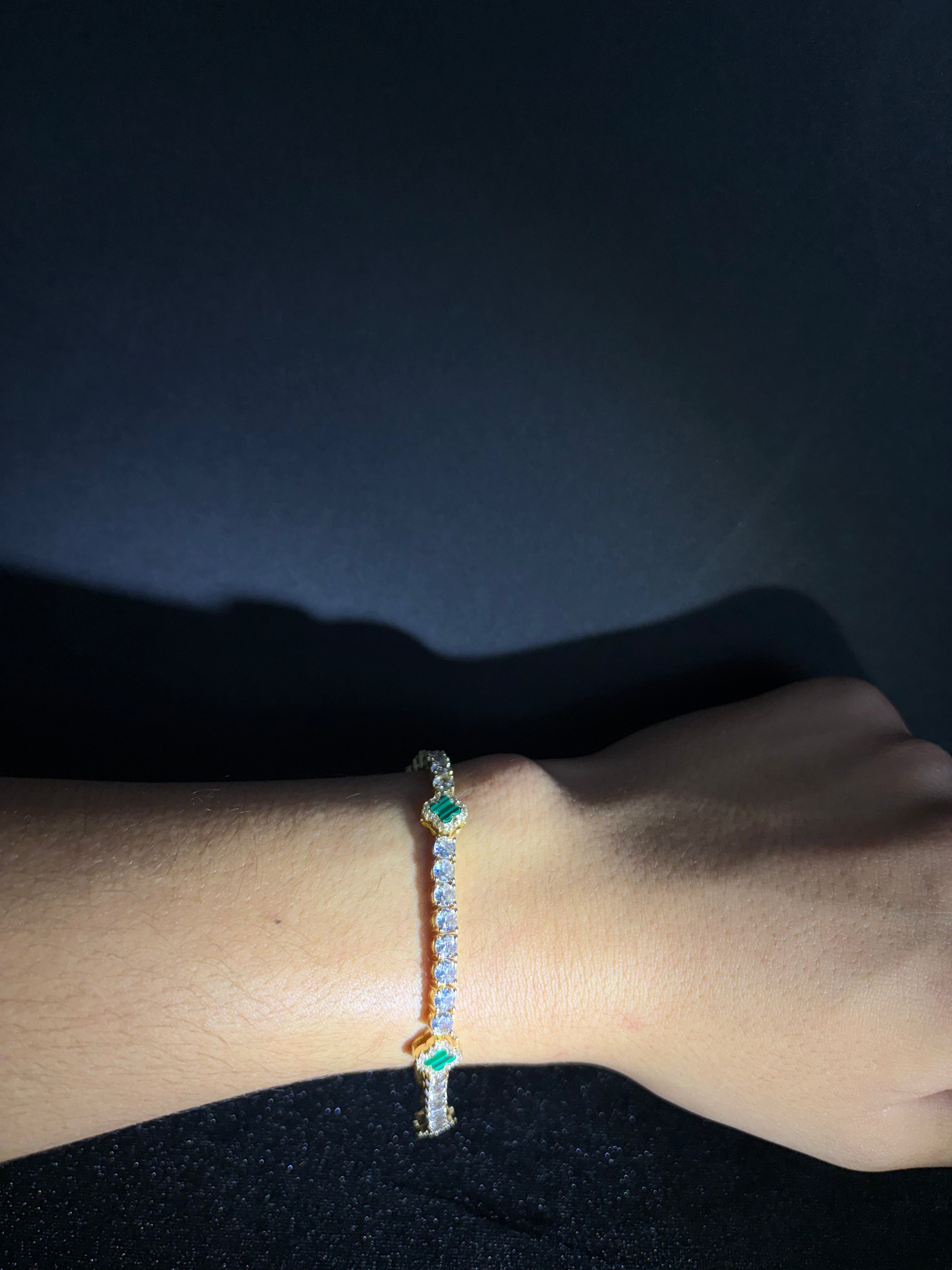 Green Clover Tennis Bracelet — Gold — product photo 2