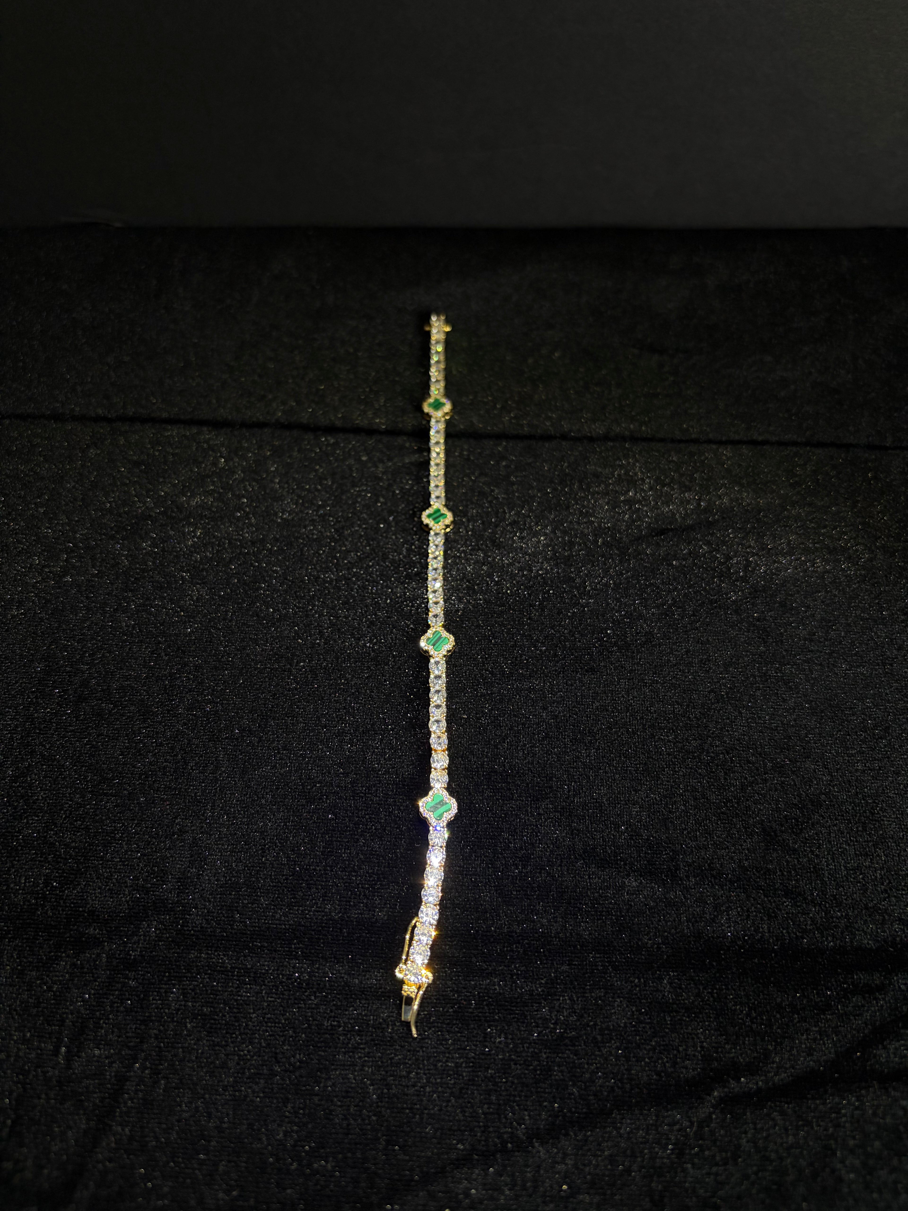 Green Clover Tennis Bracelet — Gold — product photo 3