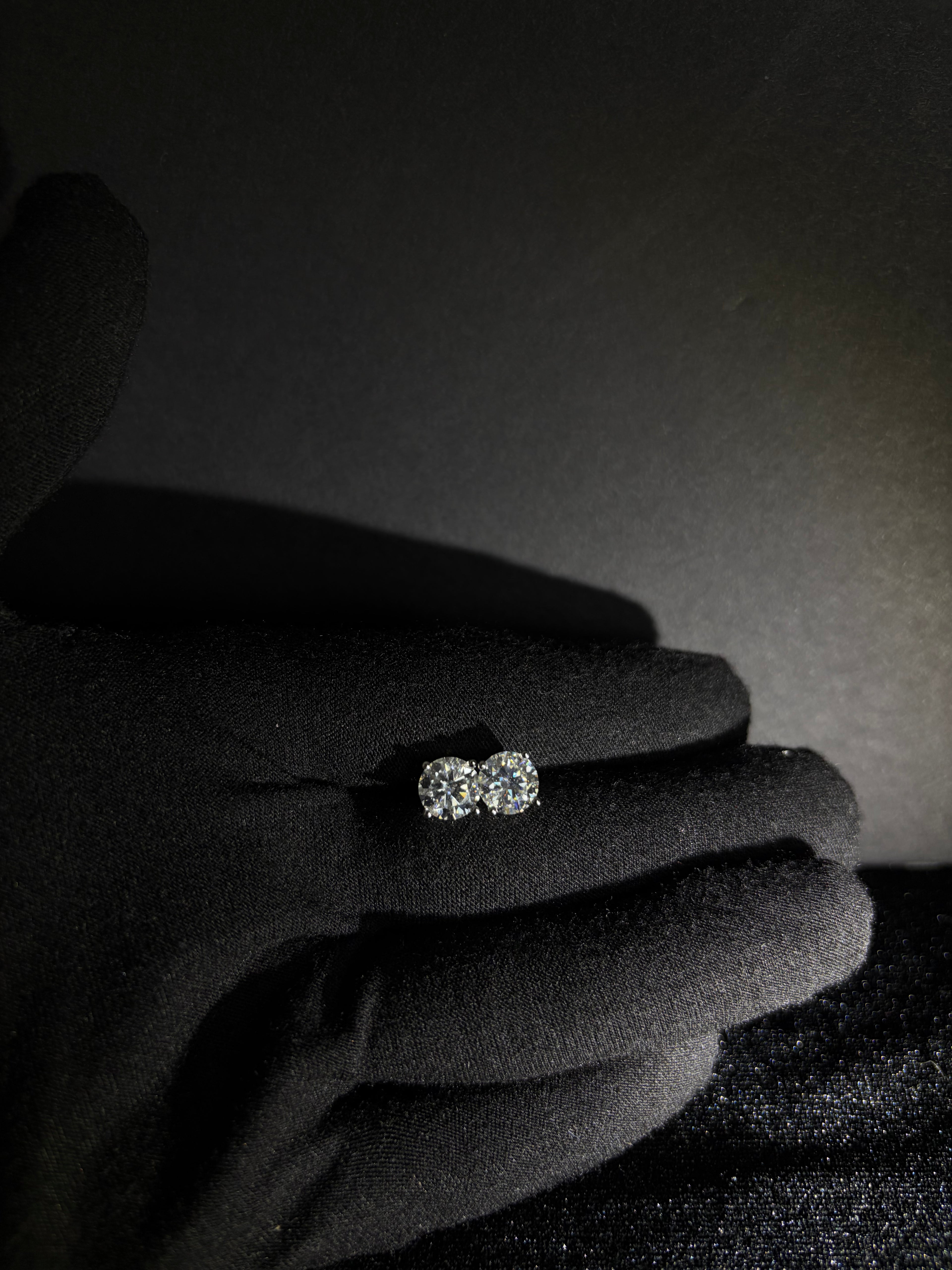 Round Moissanite Studs | 8 mm · Sterling Silver — view 2