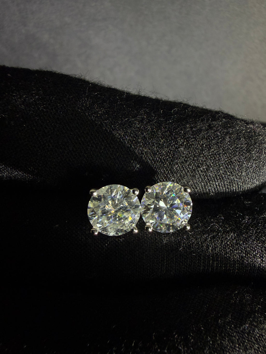 Round Moissanite Studs | 8 mm · Sterling Silver — front detail