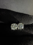 Round Moissanite Studs | 8 mm · Sterling Silver — front detail