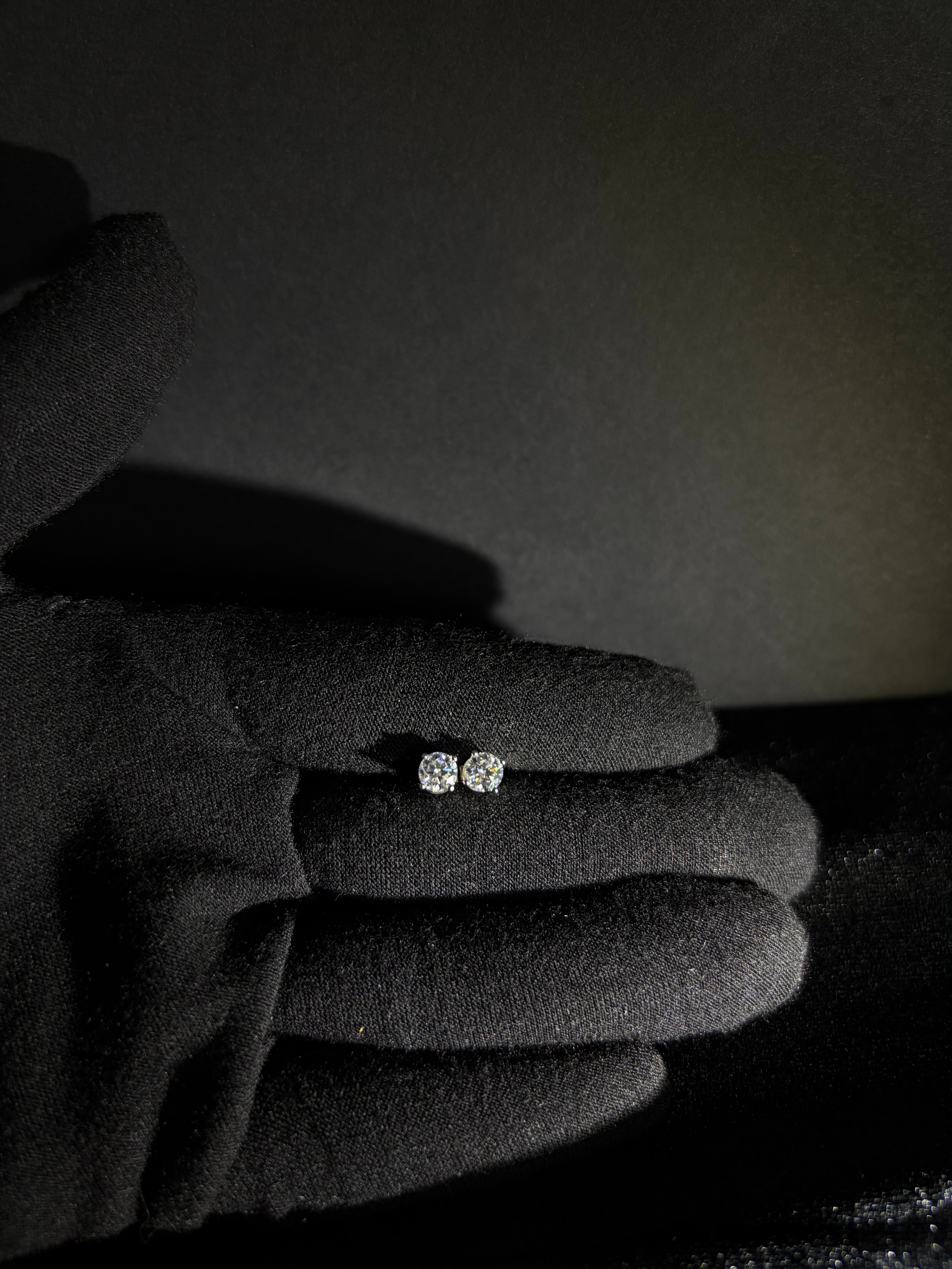 Round Moissanite Studs | 5 mm · Sterling Silver — view 2