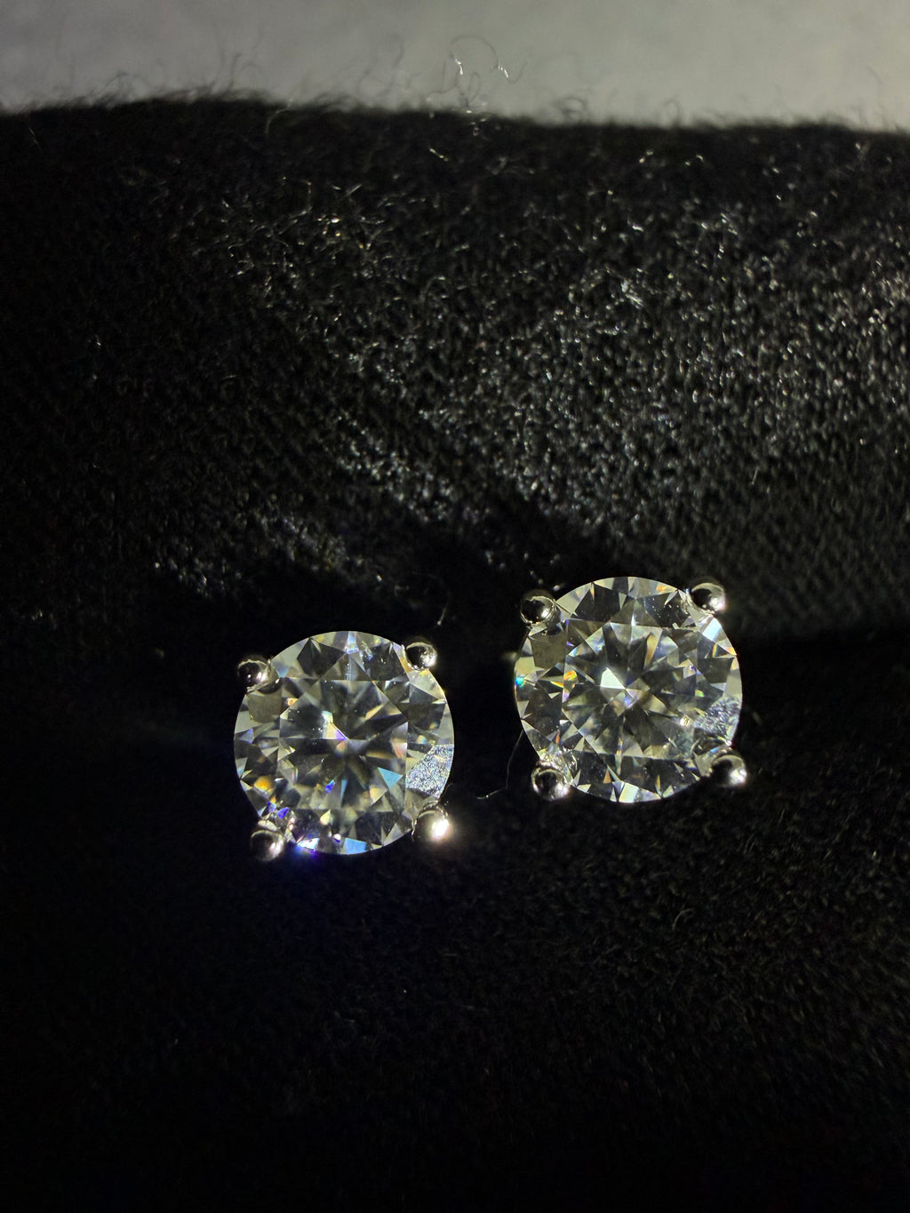 Round Moissanite Studs | 5 mm · Sterling Silver — front detail