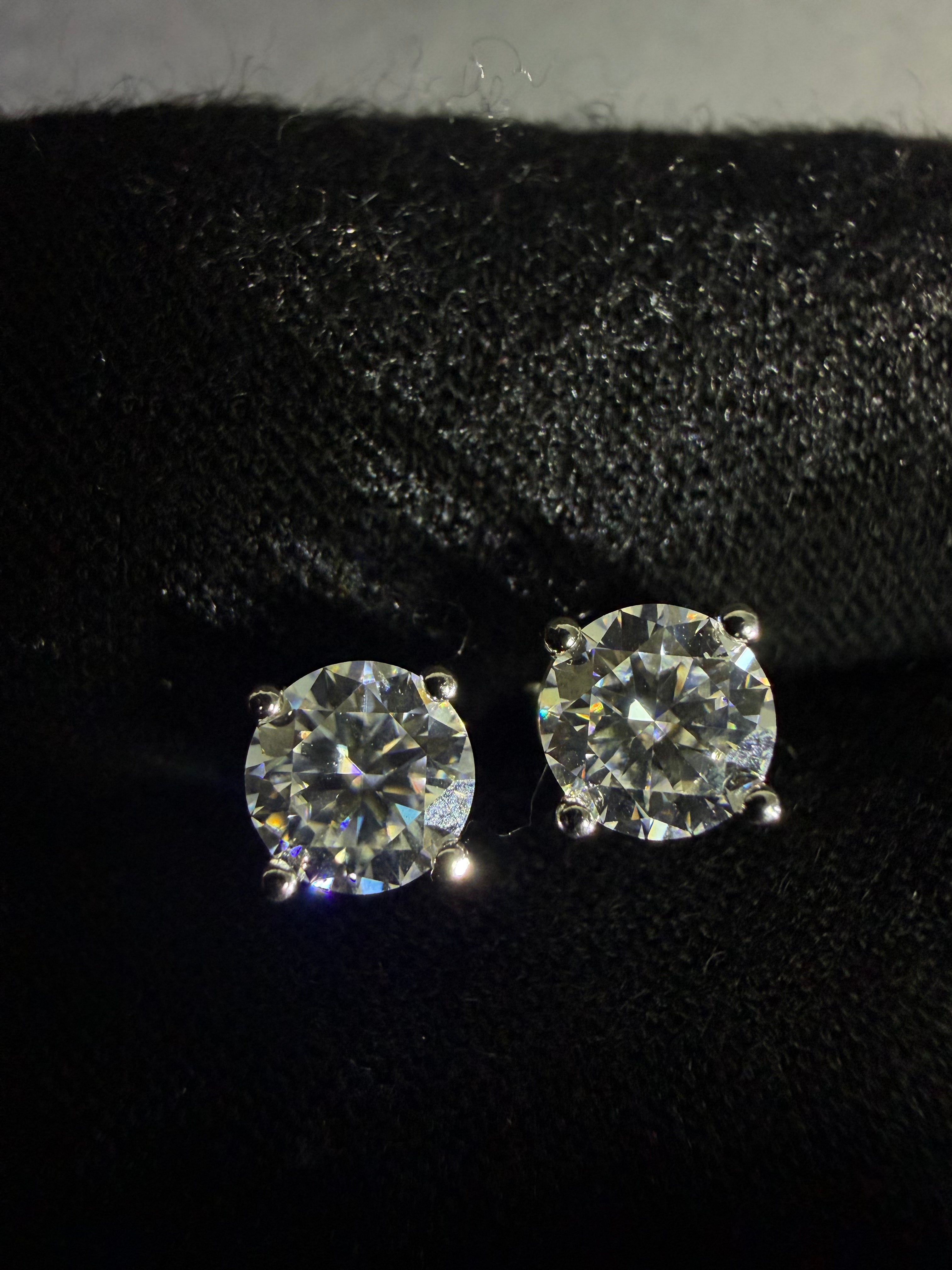 Round Moissanite Studs | 5 mm · Sterling Silver — front detail