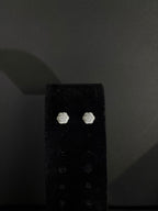 Silver flower moissanite studs — view 2