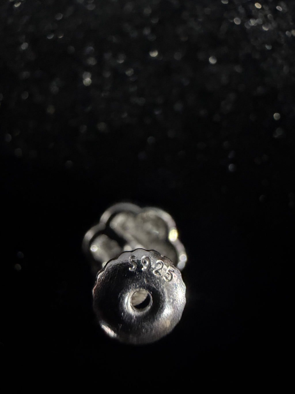 Silver flower moissanite studs — view 5