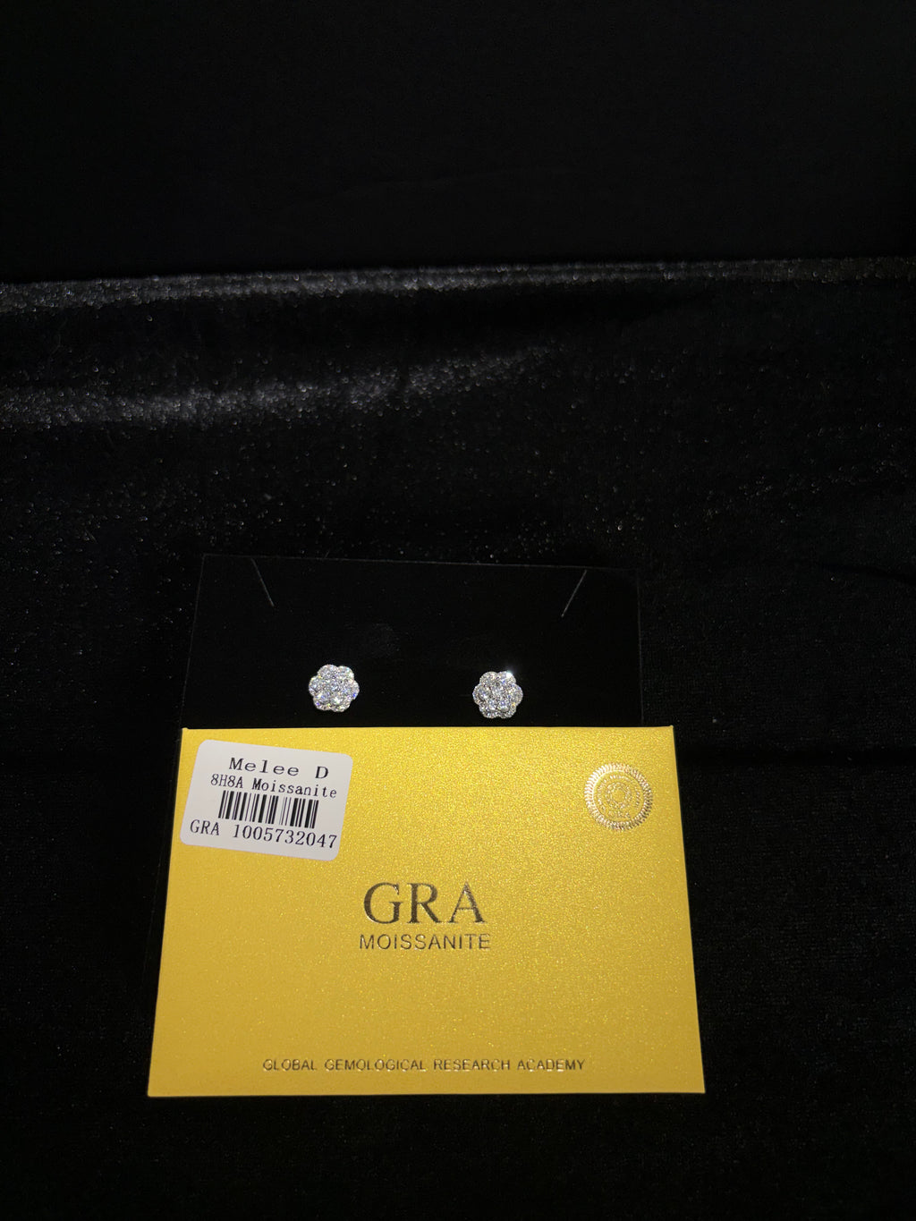 Silver flower moissanite studs — view 6