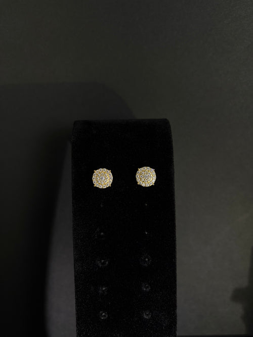 Gold cluster moissanite studs — view 2