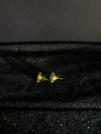 Gold cluster moissanite studs — view 3