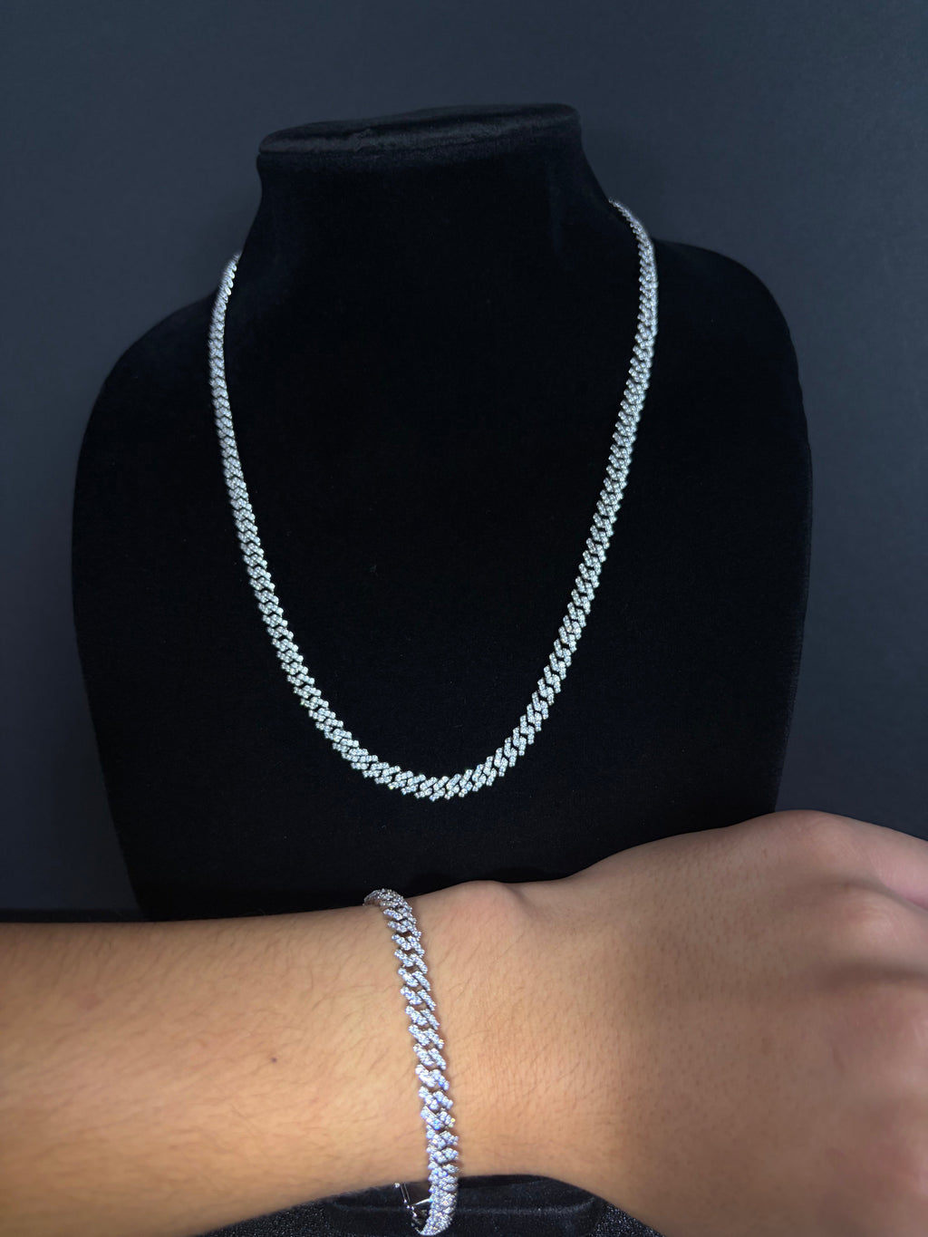 6 mm iced Cuban matching set — 22-inch chain and 8-inch bracelet