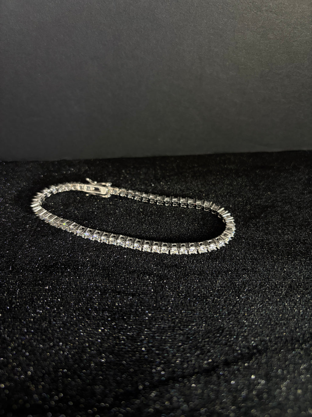 3 mm moissanite tennis bracelet in 925 sterling silver — full bracelet