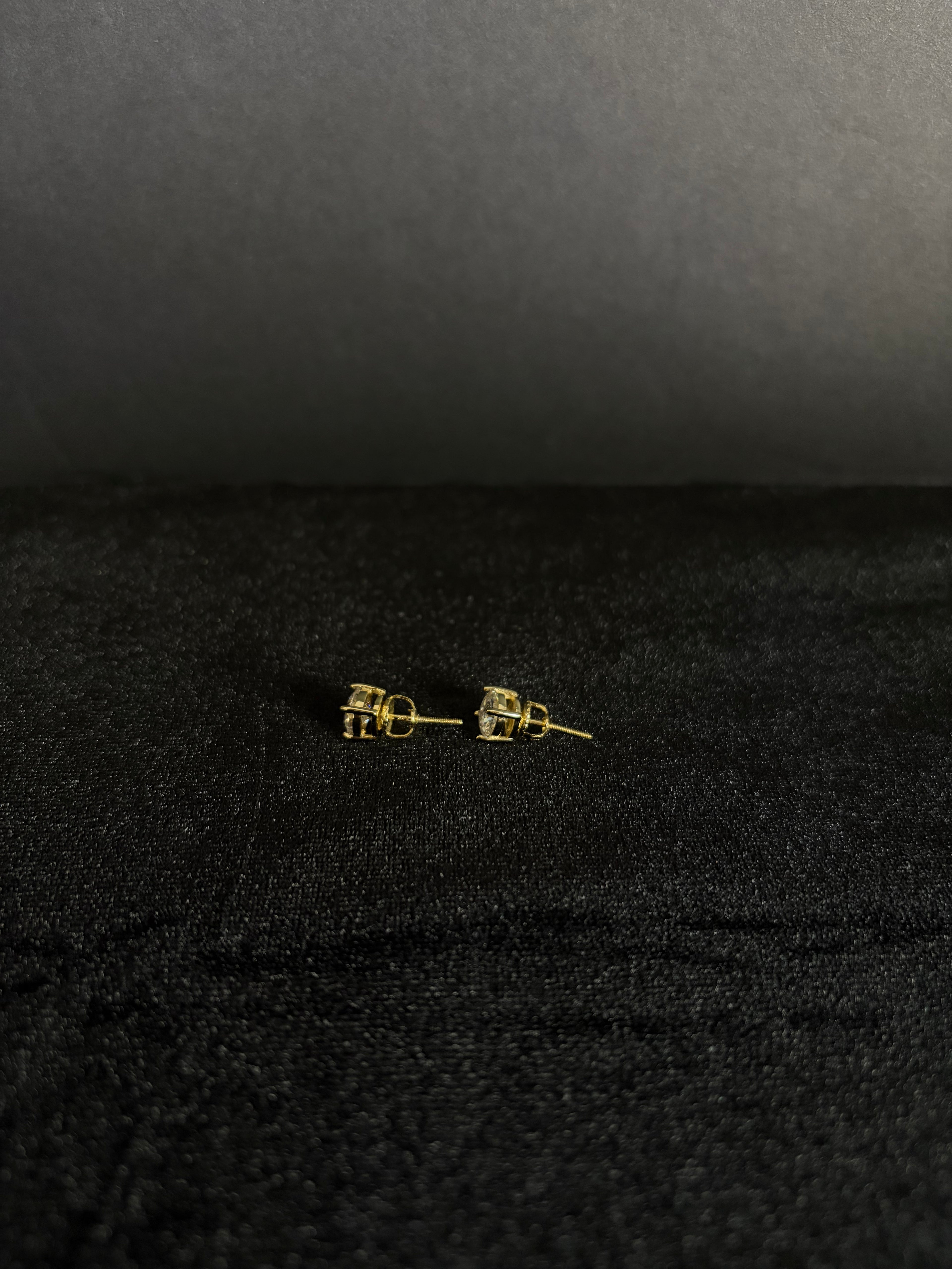 6.5 mm gold-plated sterling silver moissanite studs — setting and post detail