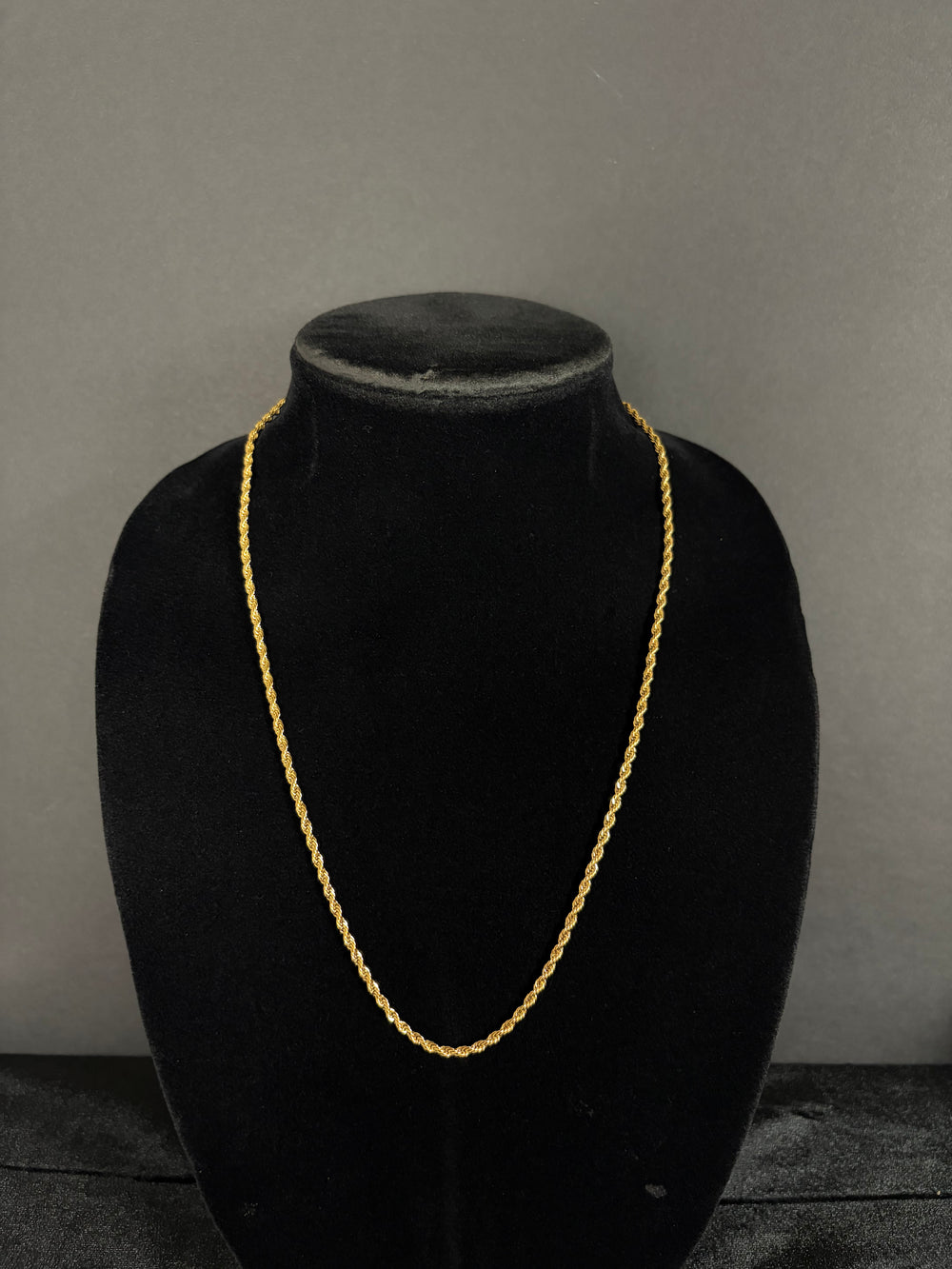 3 mm rope chain in 14K gold PVD-plated stainless steel — front view