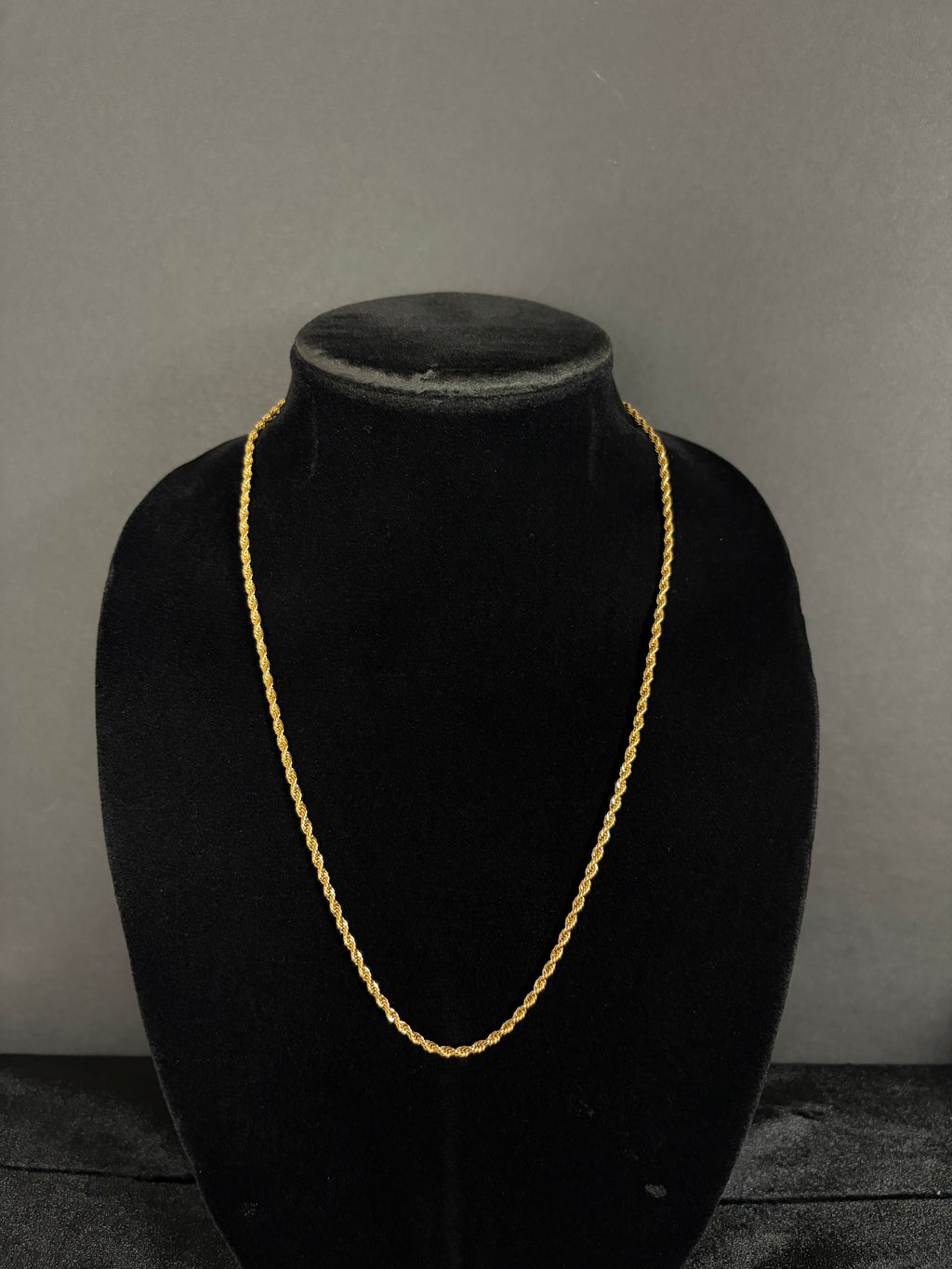 3 mm rope chain in 14K gold PVD-plated stainless steel — front view
