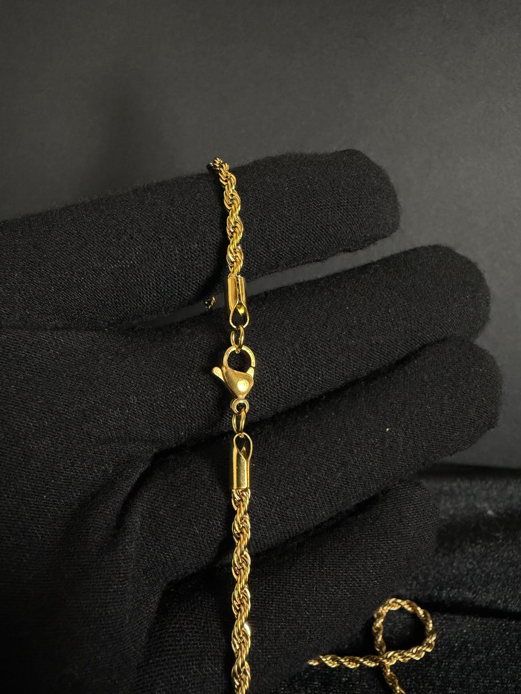 3 mm rope chain in 14K gold PVD-plated stainless steel — detail view 3