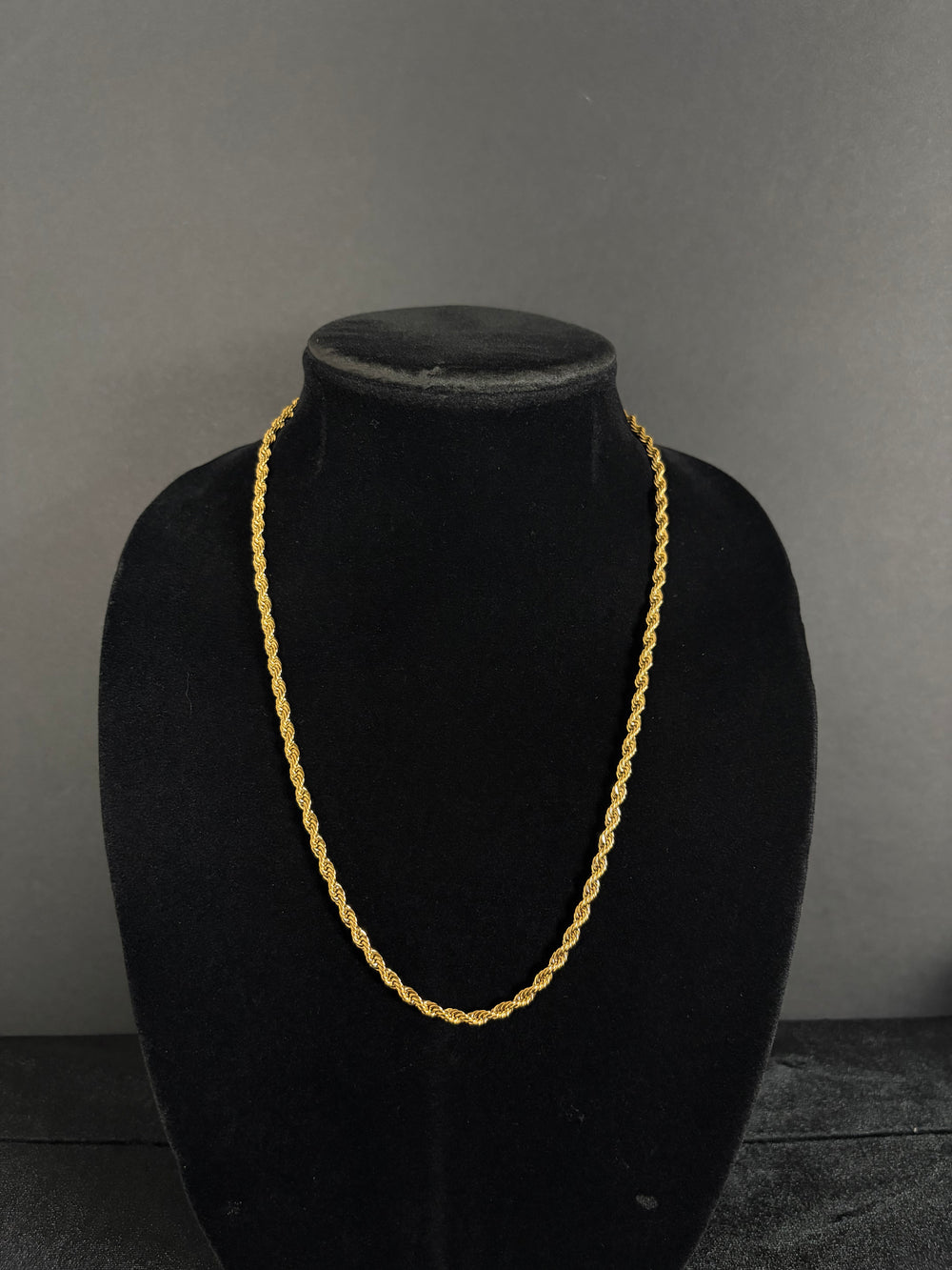 4 mm rope chain in 14K gold PVD-plated stainless steel — front view