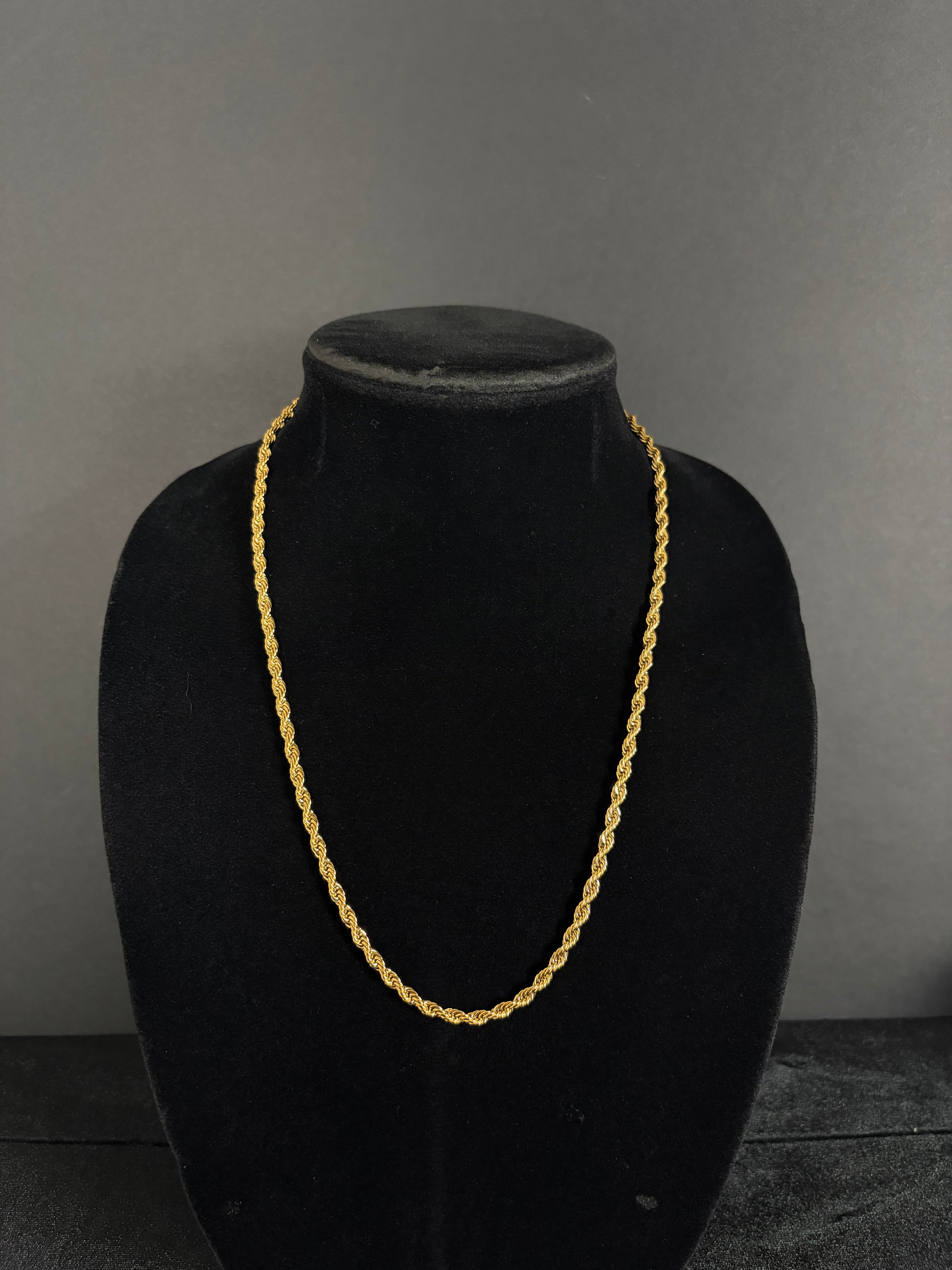 4 mm rope chain in 14K gold PVD-plated stainless steel — front view
