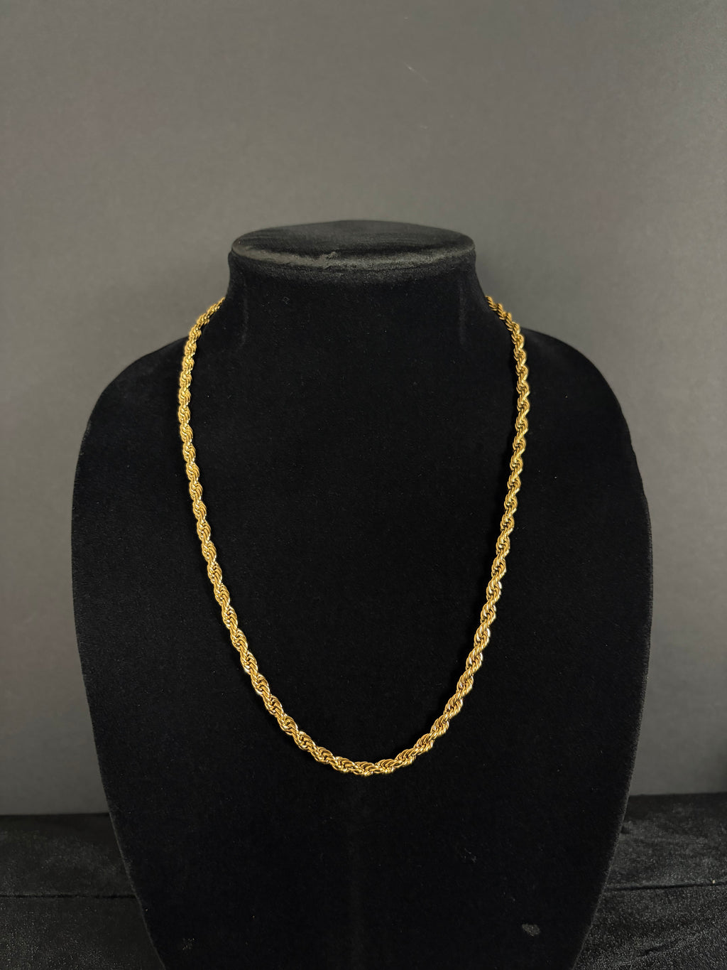 5 mm rope chain in 14K gold PVD-plated stainless steel — front view