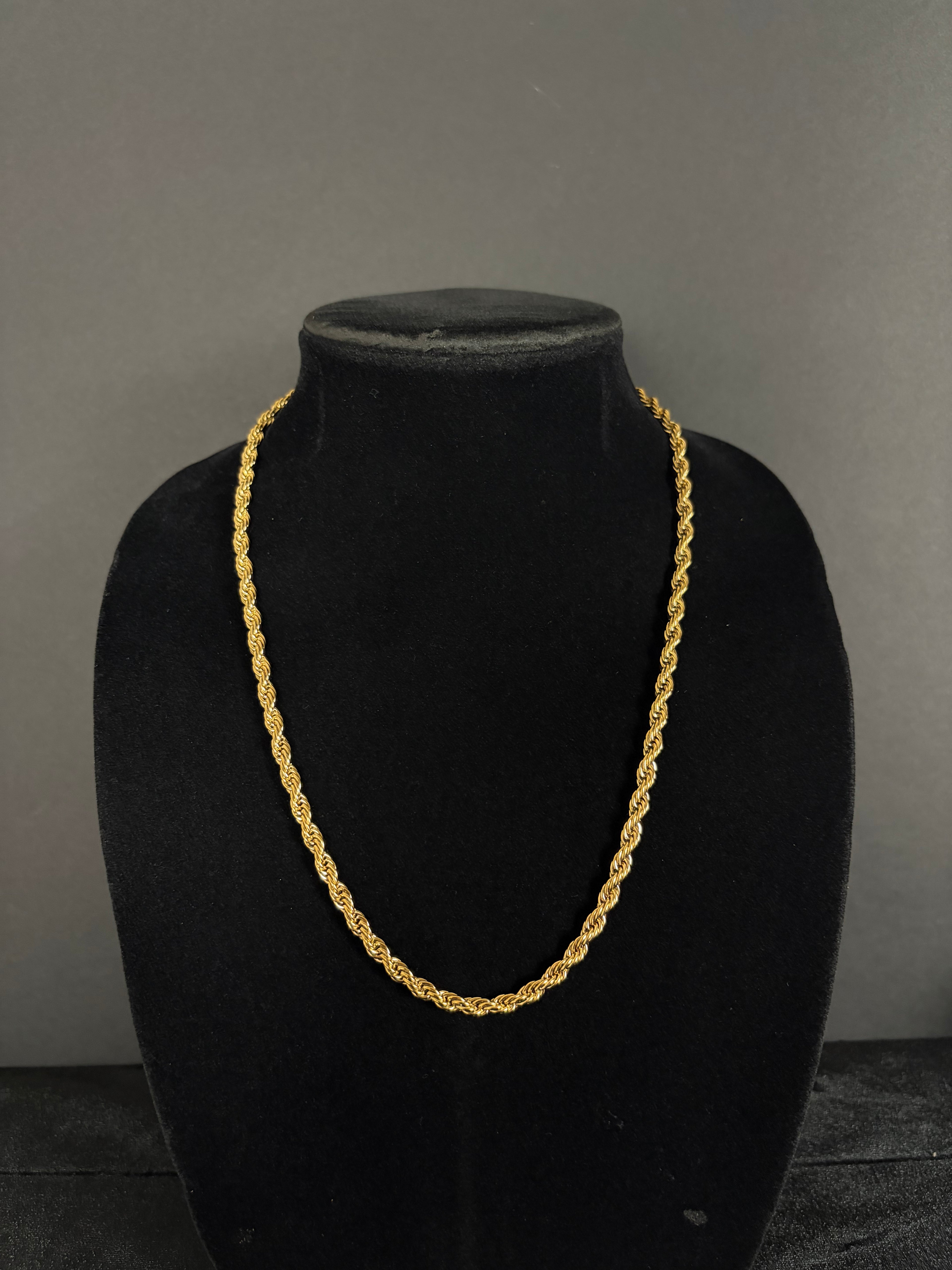 5 mm rope chain in 14K gold PVD-plated stainless steel — front view