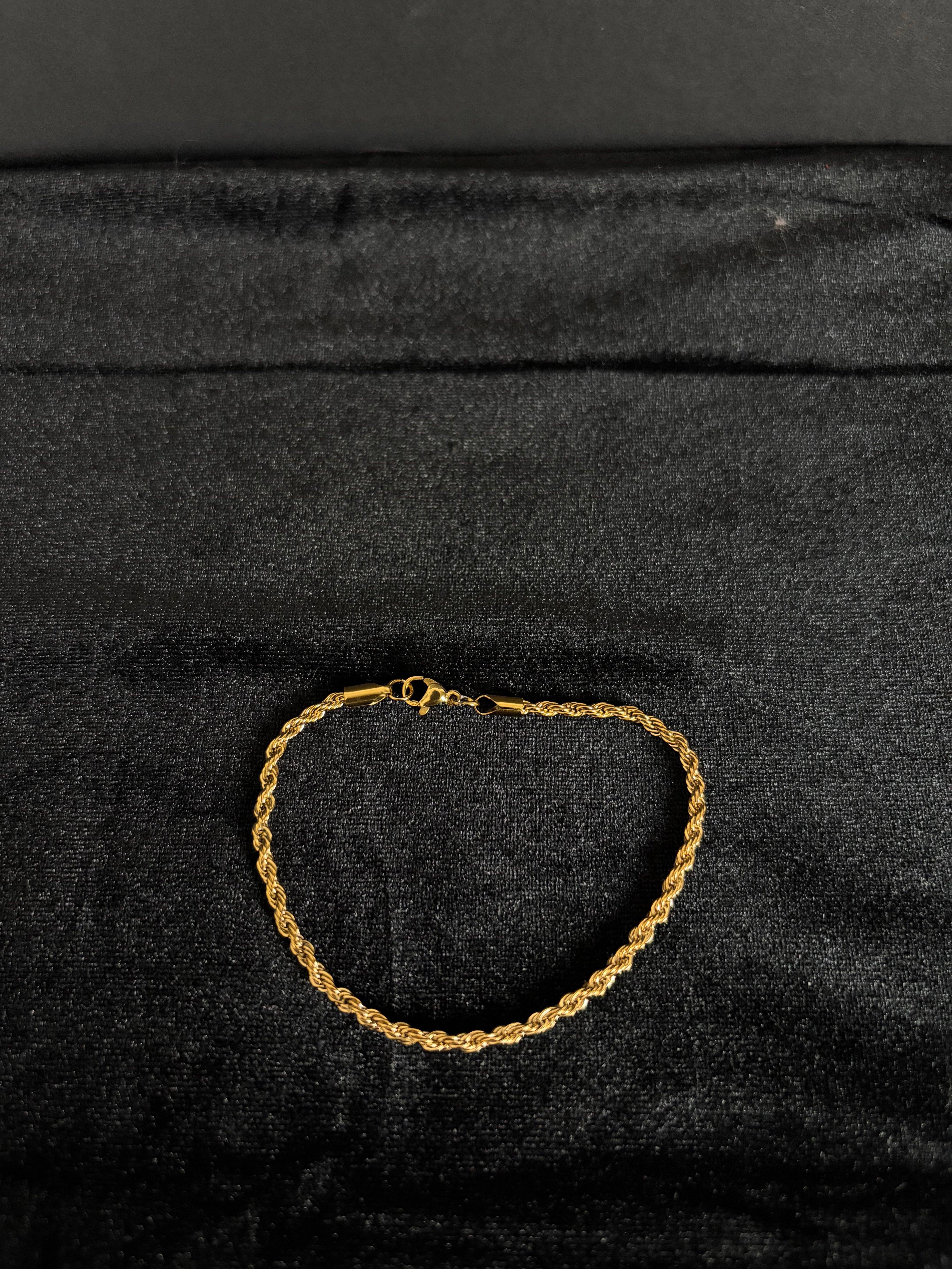 4 mm rope bracelet in 14K gold PVD-plated stainless steel — front view