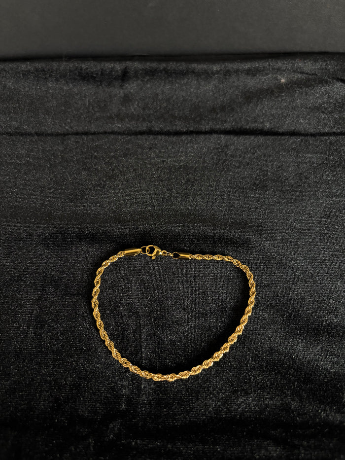 4 mm rope bracelet in 14K gold PVD-plated stainless steel — front view