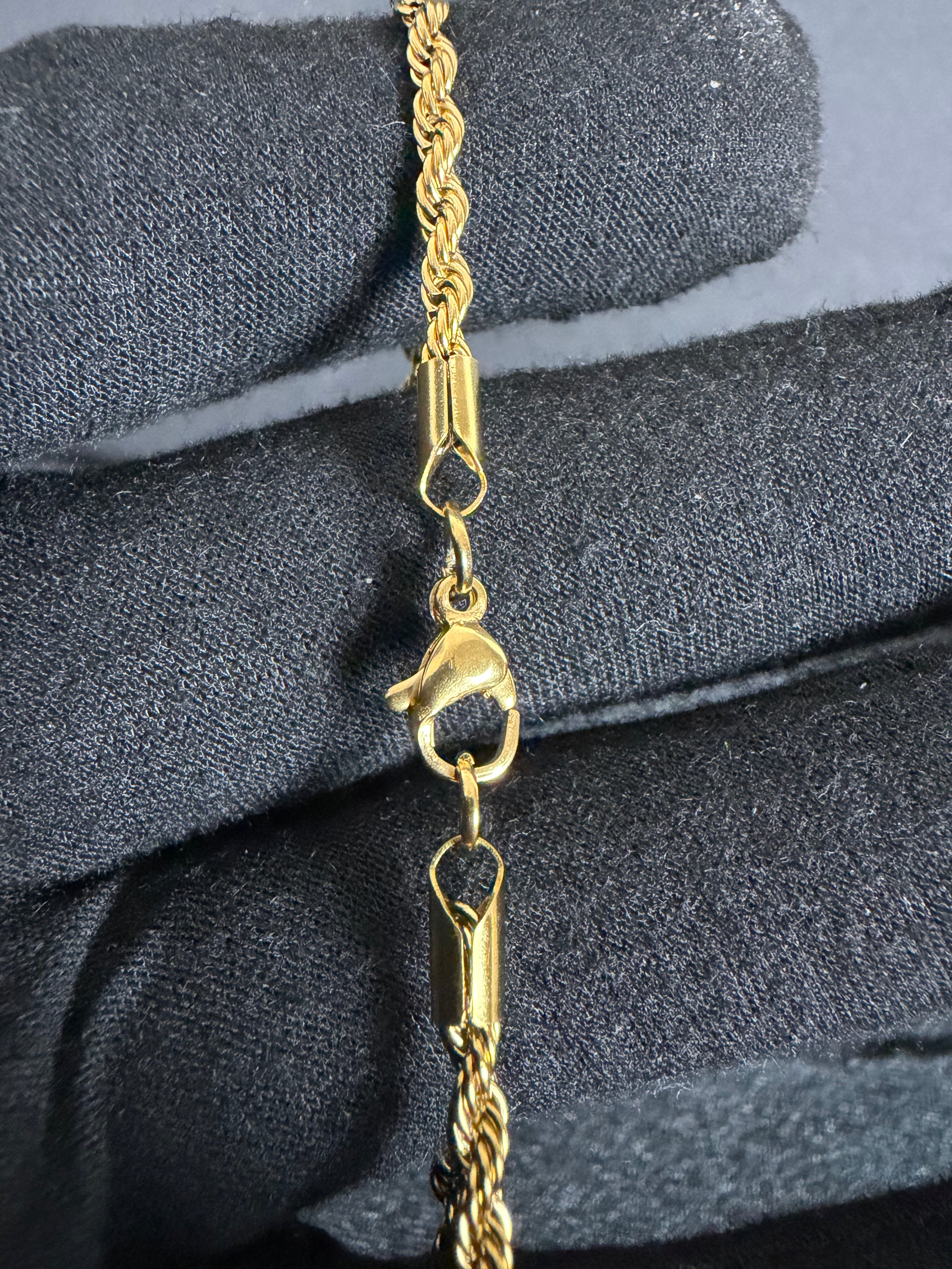 4 mm rope bracelet in 14K gold PVD-plated stainless steel — detail view 2