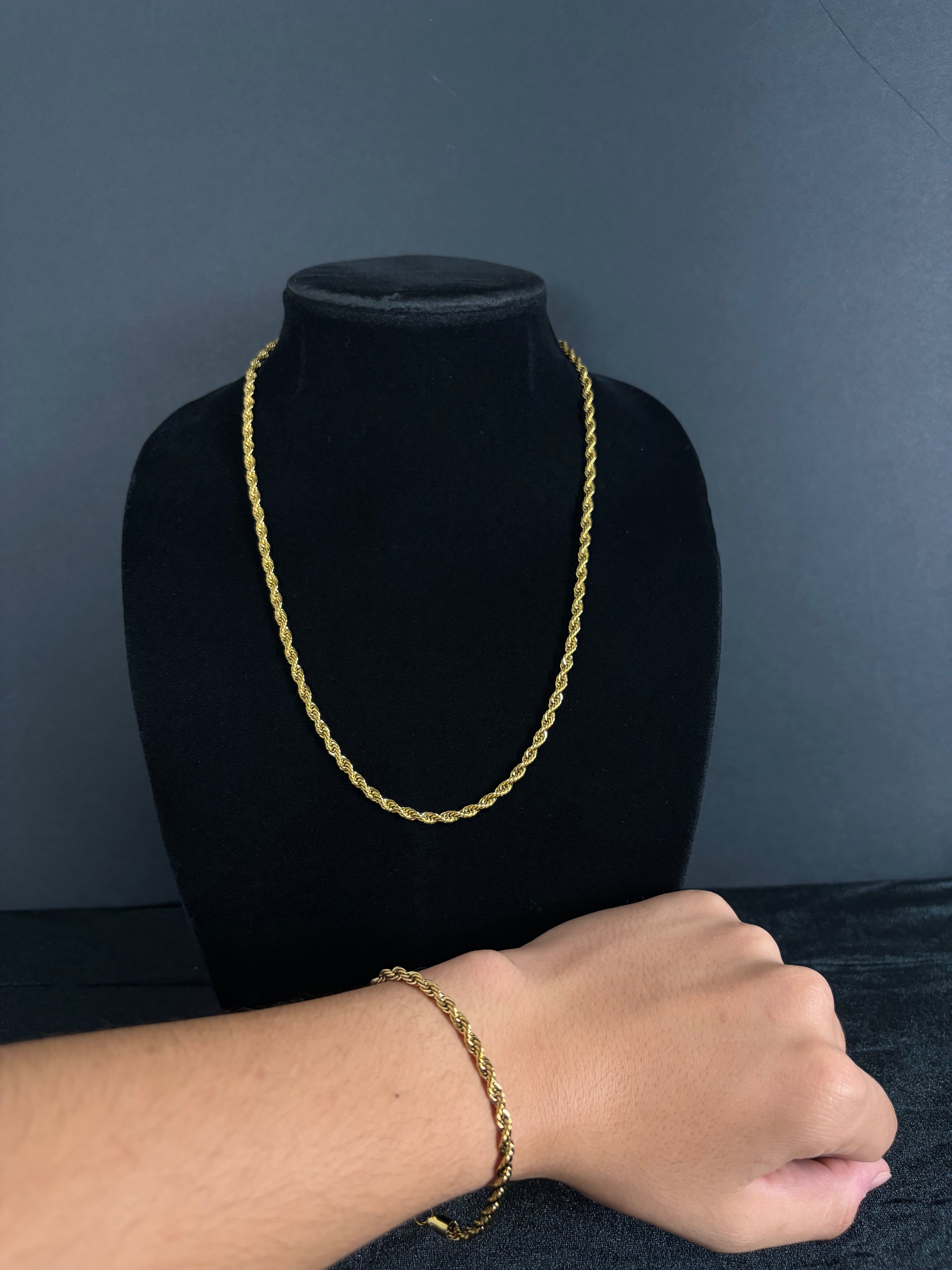 5 mm rope bracelet in 14K gold PVD-plated stainless steel — styled with a separately sold chain