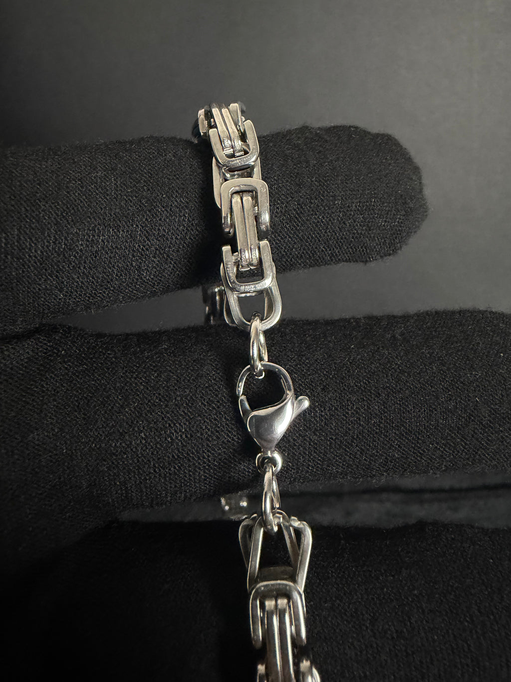 Greek Link chain, 6 mm in 316L stainless steel — link, clasp or full-length detail