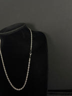 Rope chain, 4 mm in 316L stainless steel — angled view