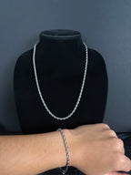 Rope bracelet, 4 mm in 316L stainless steel — matching pieces shown together, sold separately