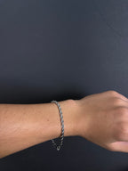Rope bracelet, 4 mm in 316L stainless steel — worn on wrist