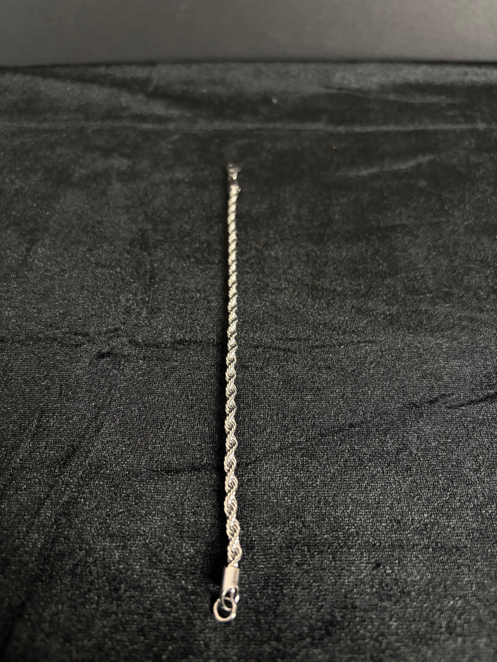 Rope bracelet, 4 mm in 316L stainless steel — link, clasp or full-length detail