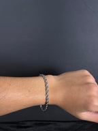 Rope bracelet, 5 mm in 316L stainless steel — worn on wrist