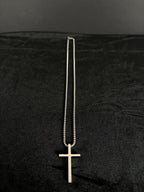 Silver-tone cross necklace — full necklace and cross pendant laid flat