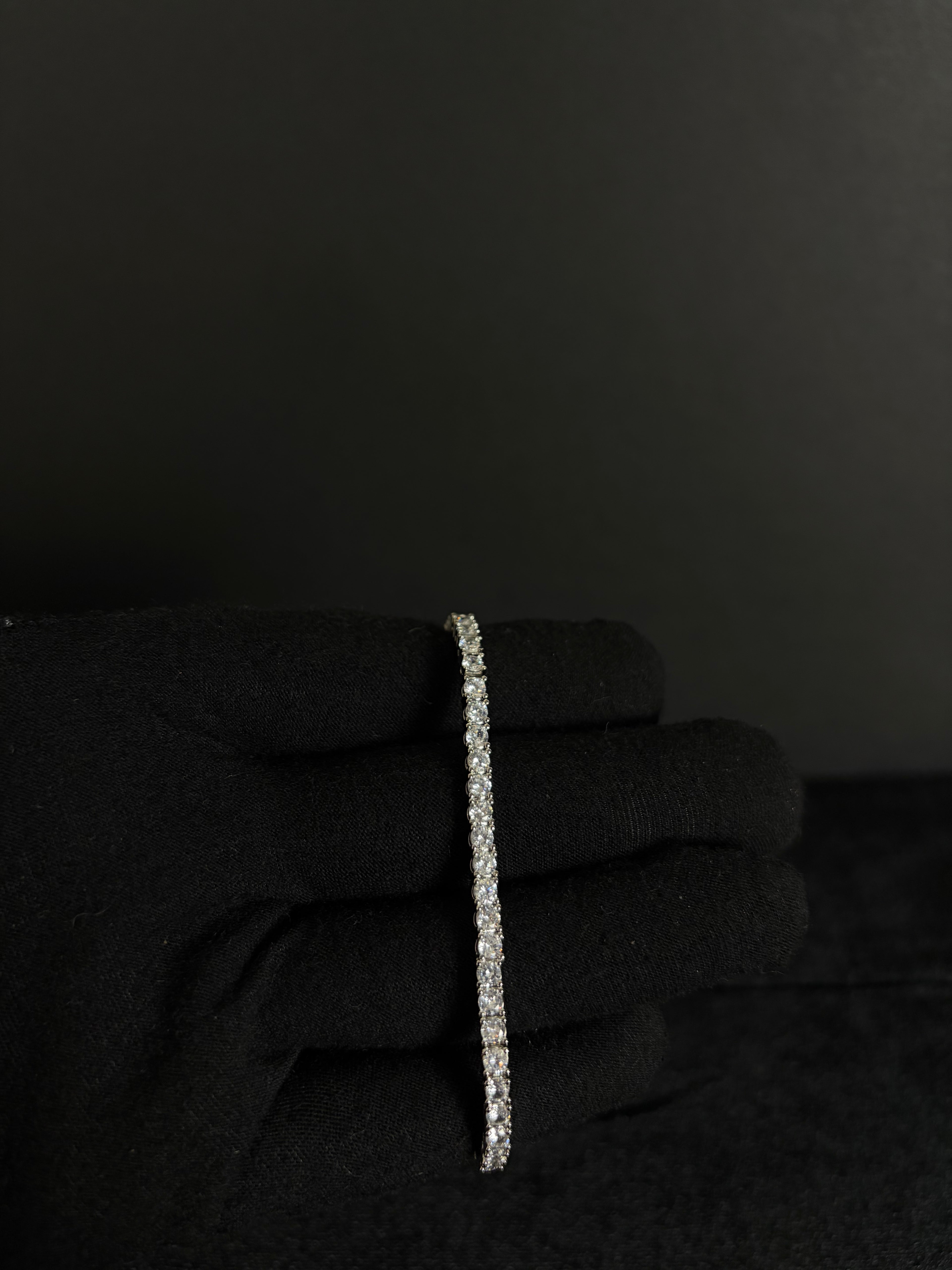 Tennis Bracelet — 3 mm · Double Safety Clasp in stainless steel with cubic zirconia; 7 inches