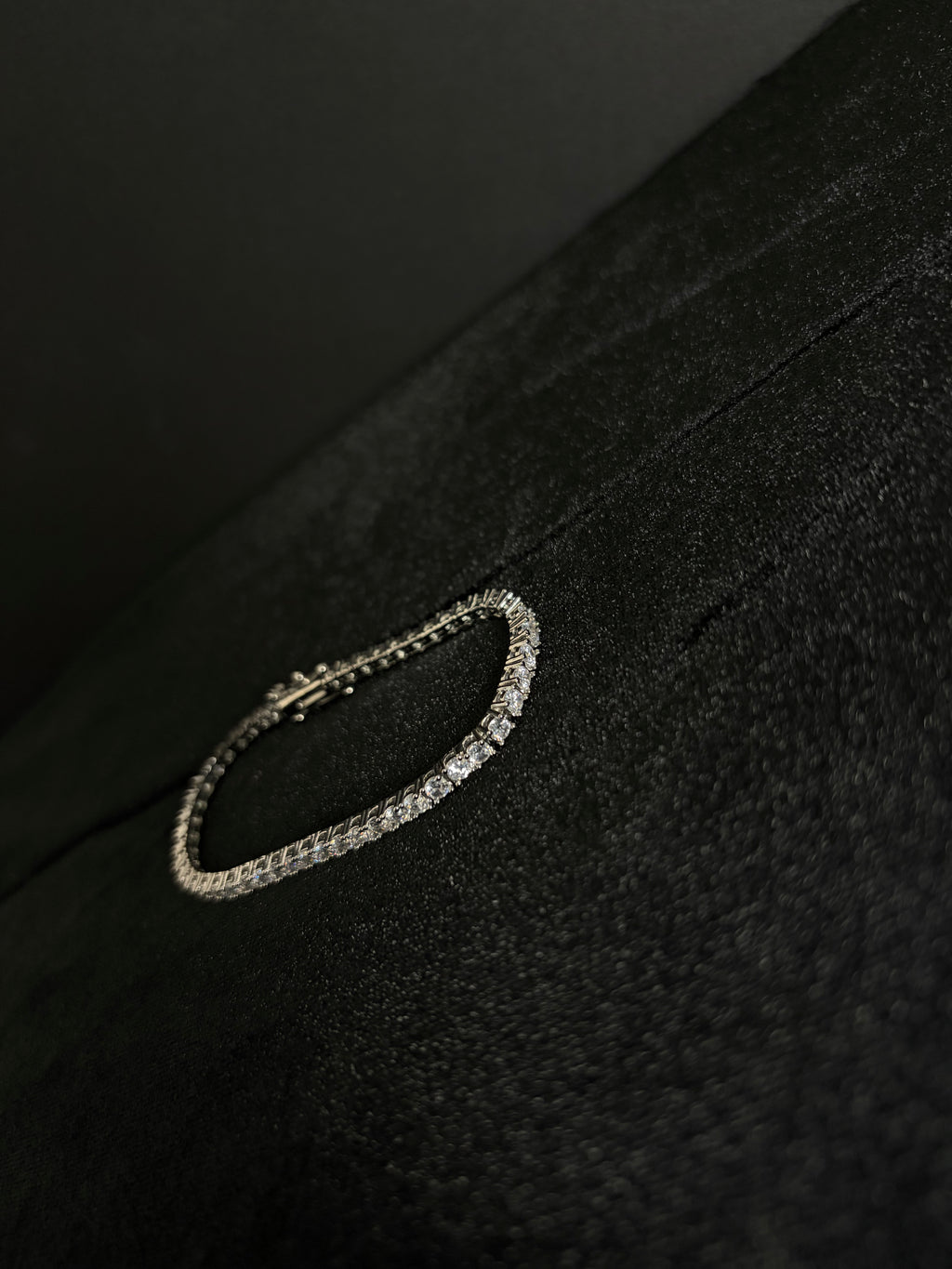 Tennis Bracelet — 3 mm · Double Safety Clasp in stainless steel with cubic zirconia; 7 inches