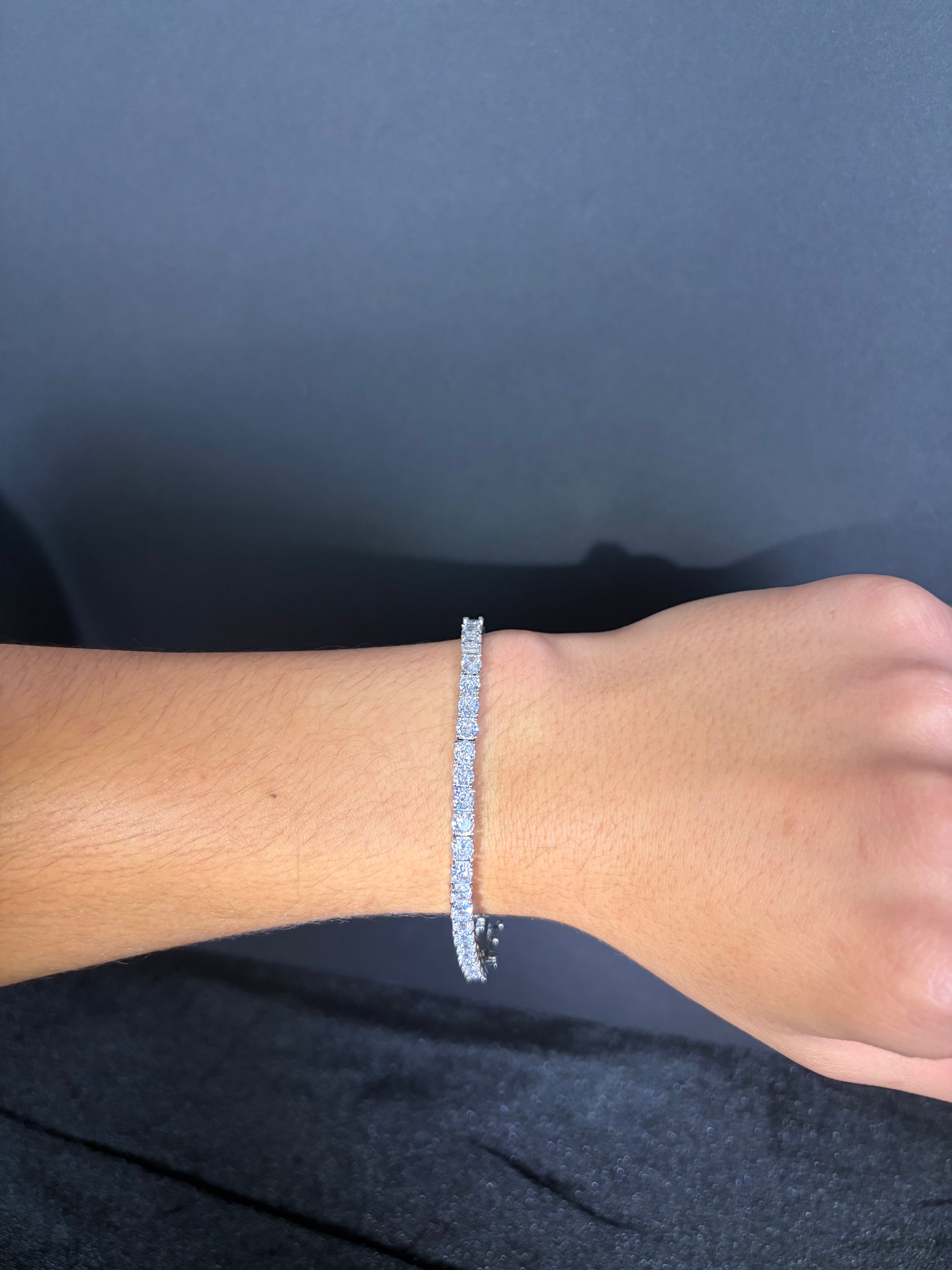 Tennis Bracelet — 4 mm in stainless steel with cubic zirconia; 8 inches